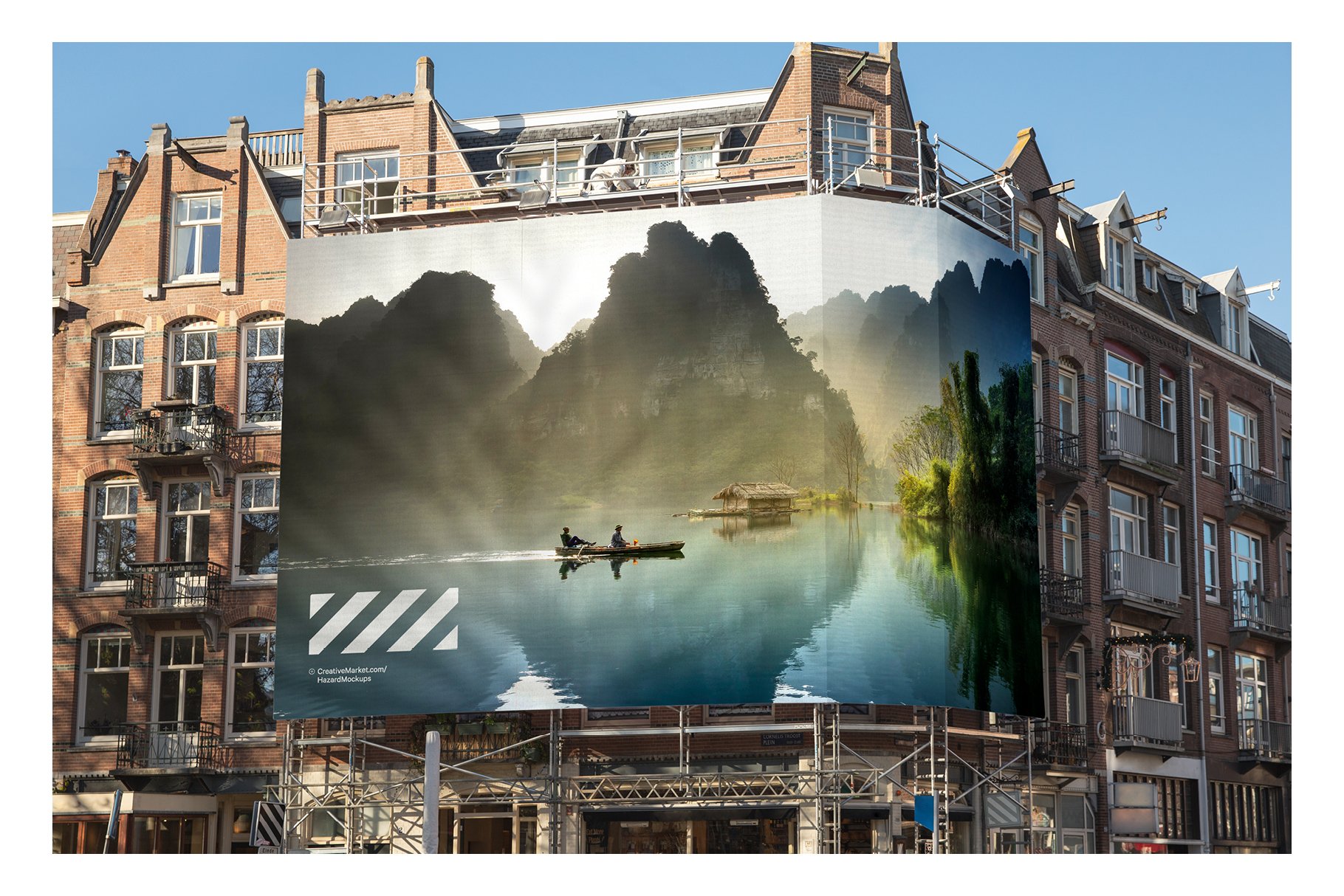 时尚城市楼盘户外广告牌设计展示贴图样机 4x Billboard Construction Mockups_img_2