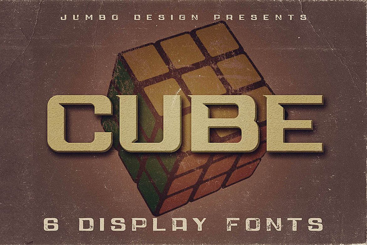 方块破损粗体标题文字设计英文字体素材 Cube - Display Font_img_2