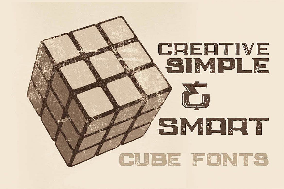 方块破损粗体标题文字设计英文字体素材 Cube - Display Font_img_2