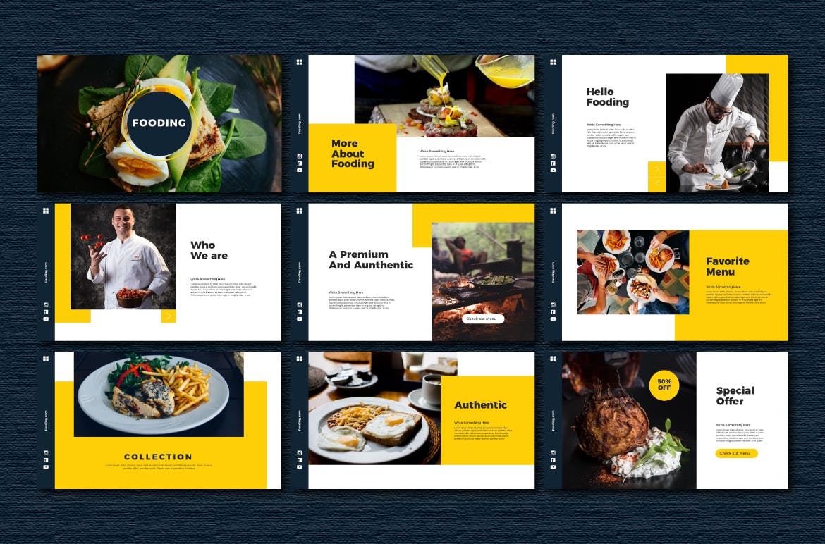 简约食品美食演示文稿设计模板素材 Fooding - Powerpoint Templates_img_2