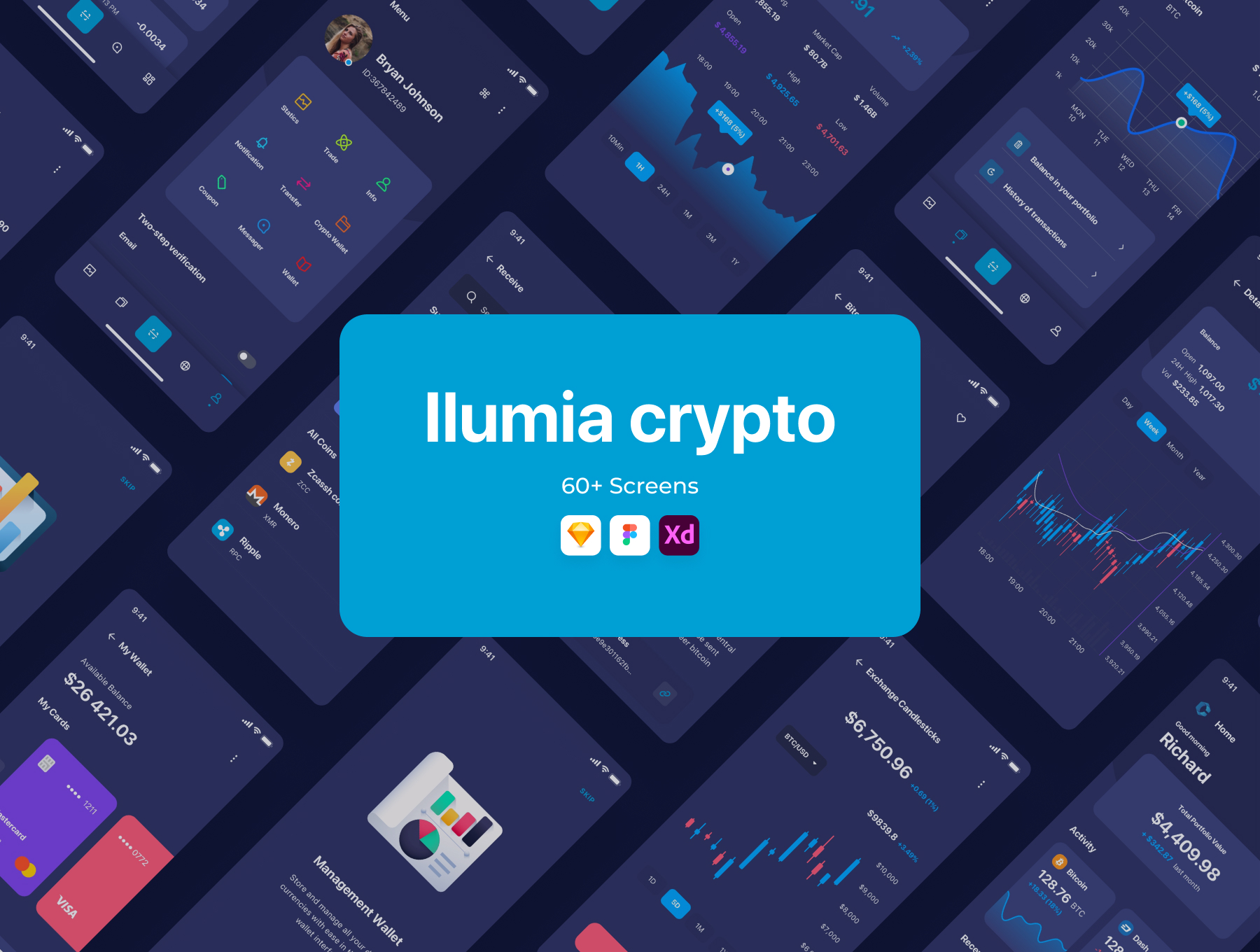 简约加密货币金融交易APP应用程序界面设计UI套件素材 Ilumia Crypto Mobile App_img_2