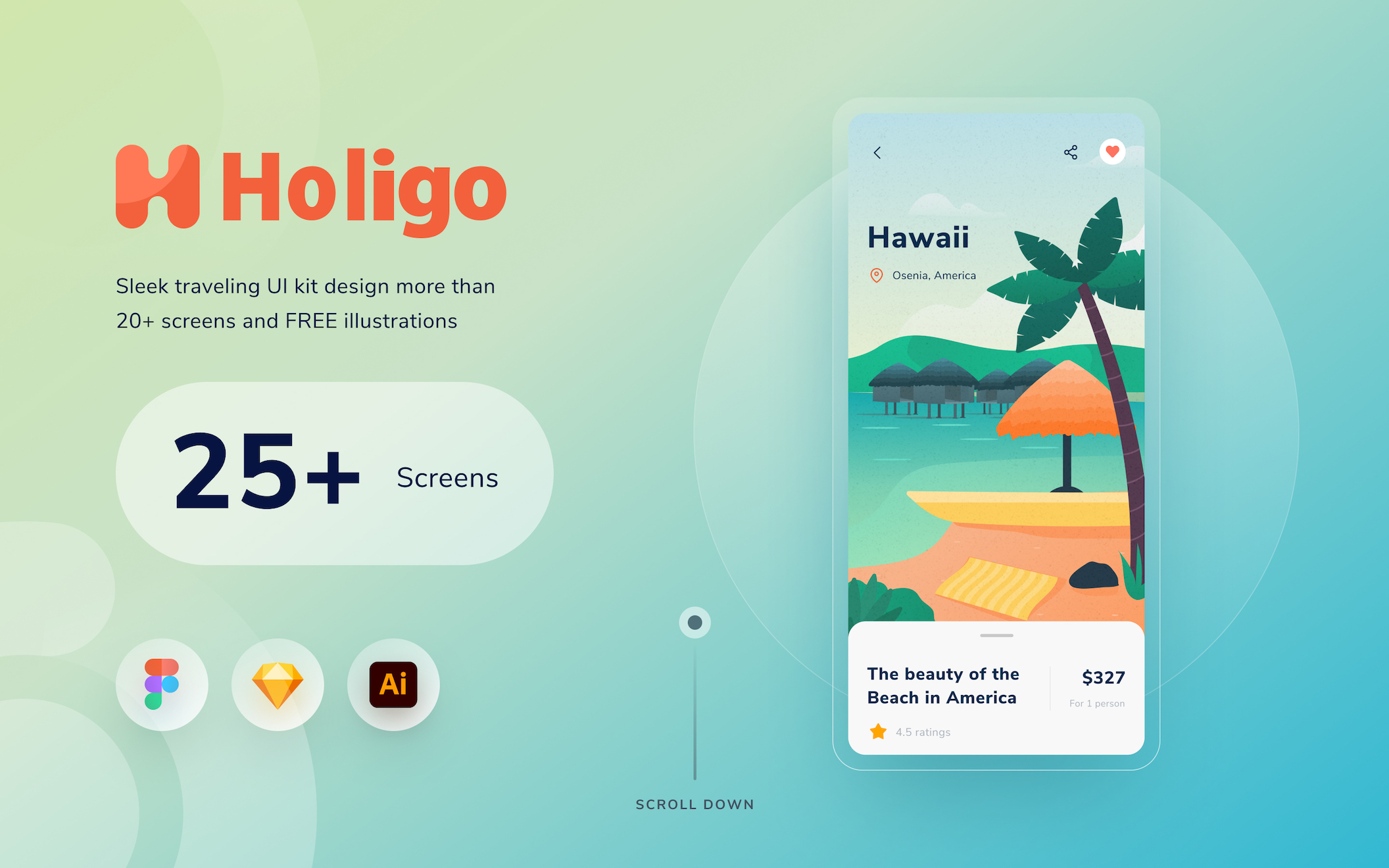 现代时尚旅行主题APP应用程序界面设计UI套件 Holigo Mobile Ui Kits_img_2