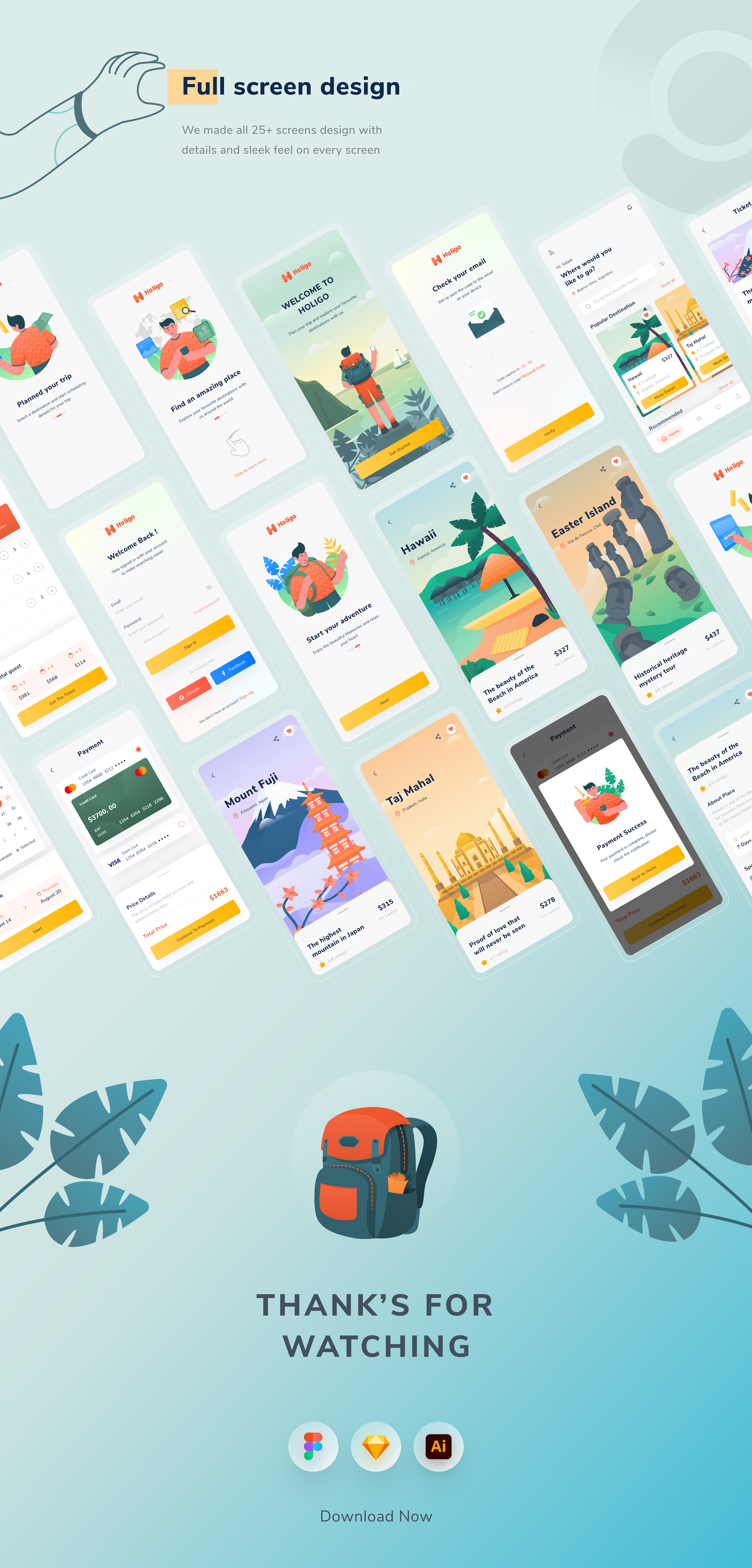 现代时尚旅行主题APP应用程序界面设计UI套件 Holigo Mobile Ui Kits_img_2