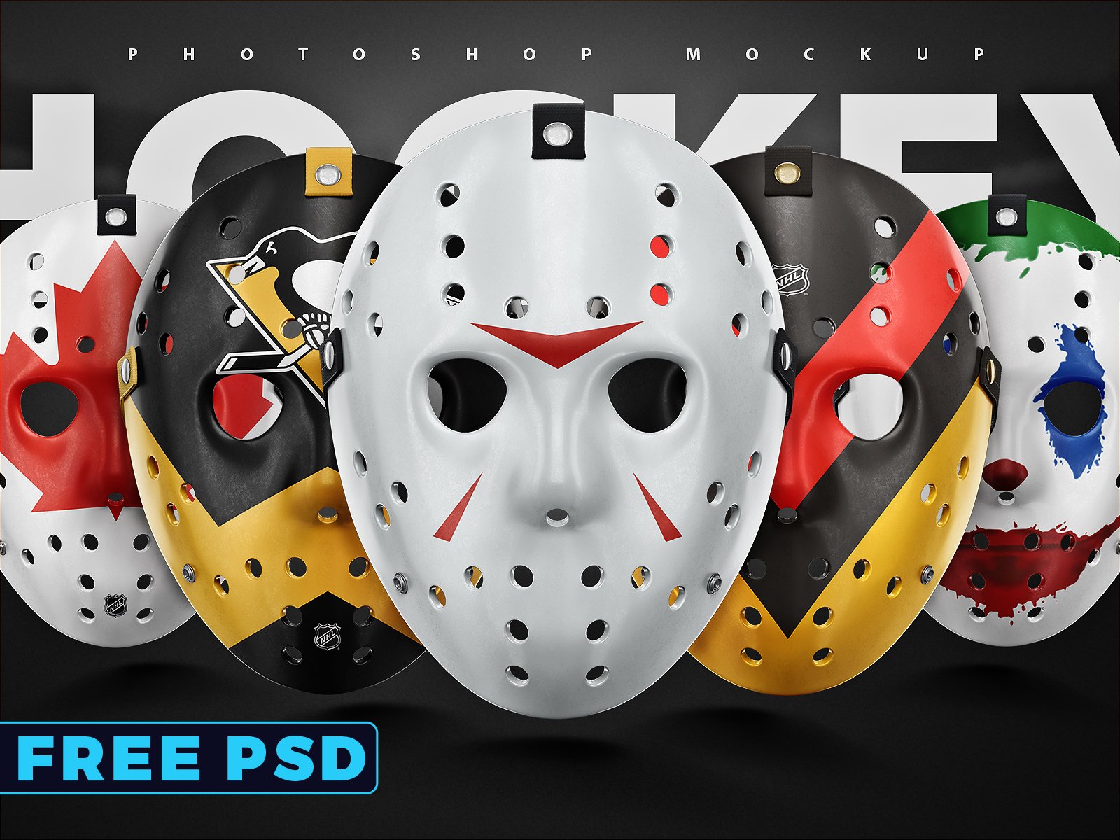 潮流复古曲棍球防护面罩面具外观设计展示贴图样机PSD模板 Hockey Face Mask PSD Mockup_img_2