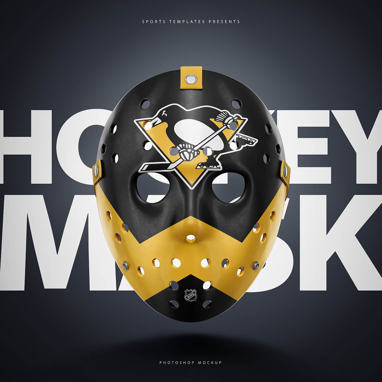 潮流复古曲棍球防护面罩面具外观设计展示贴图样机PSD模板 Hockey Face Mask PSD Mockup_img_2