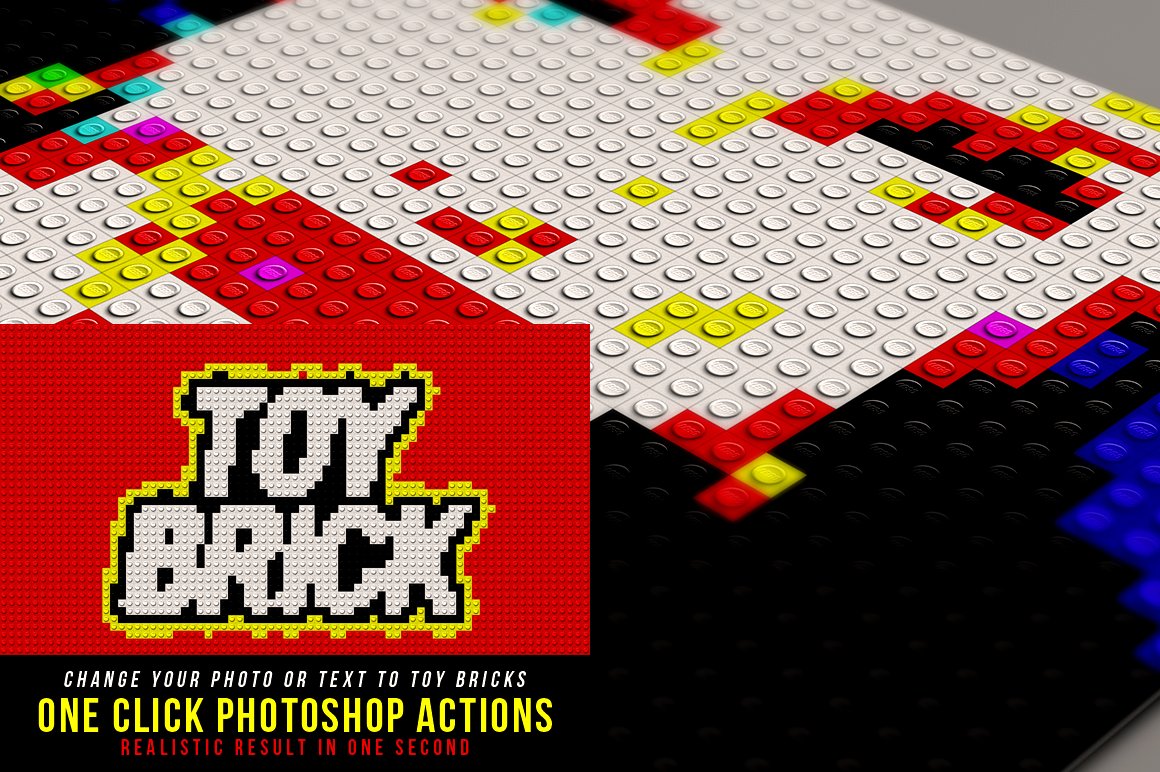 7款炫酷乐高玩具几何艺术效果照片后期处理特效PS动作模板 Toy Brick Photoshop Actions_img_2