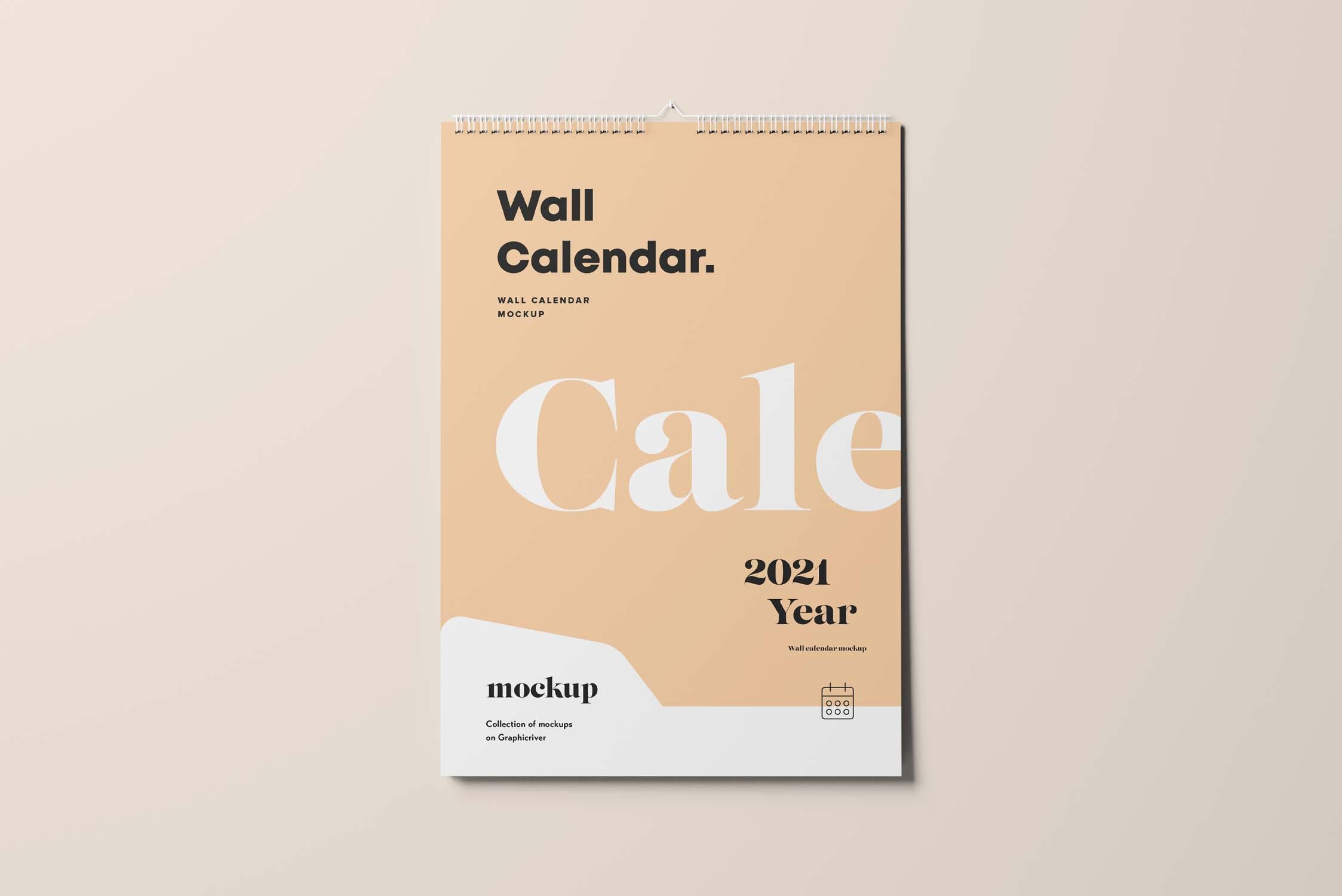 高品质2021新年台历日历挂历设计VI样机展示模型 Wall Calendar Mockup V1_img_2