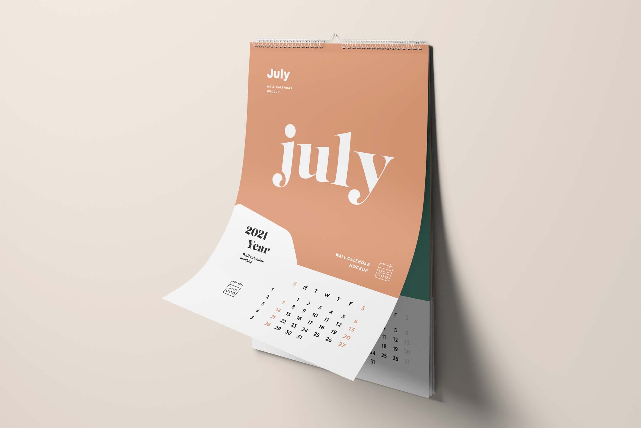 高品质2021新年台历日历挂历设计VI样机展示模型 Wall Calendar Mockup V1_img_2