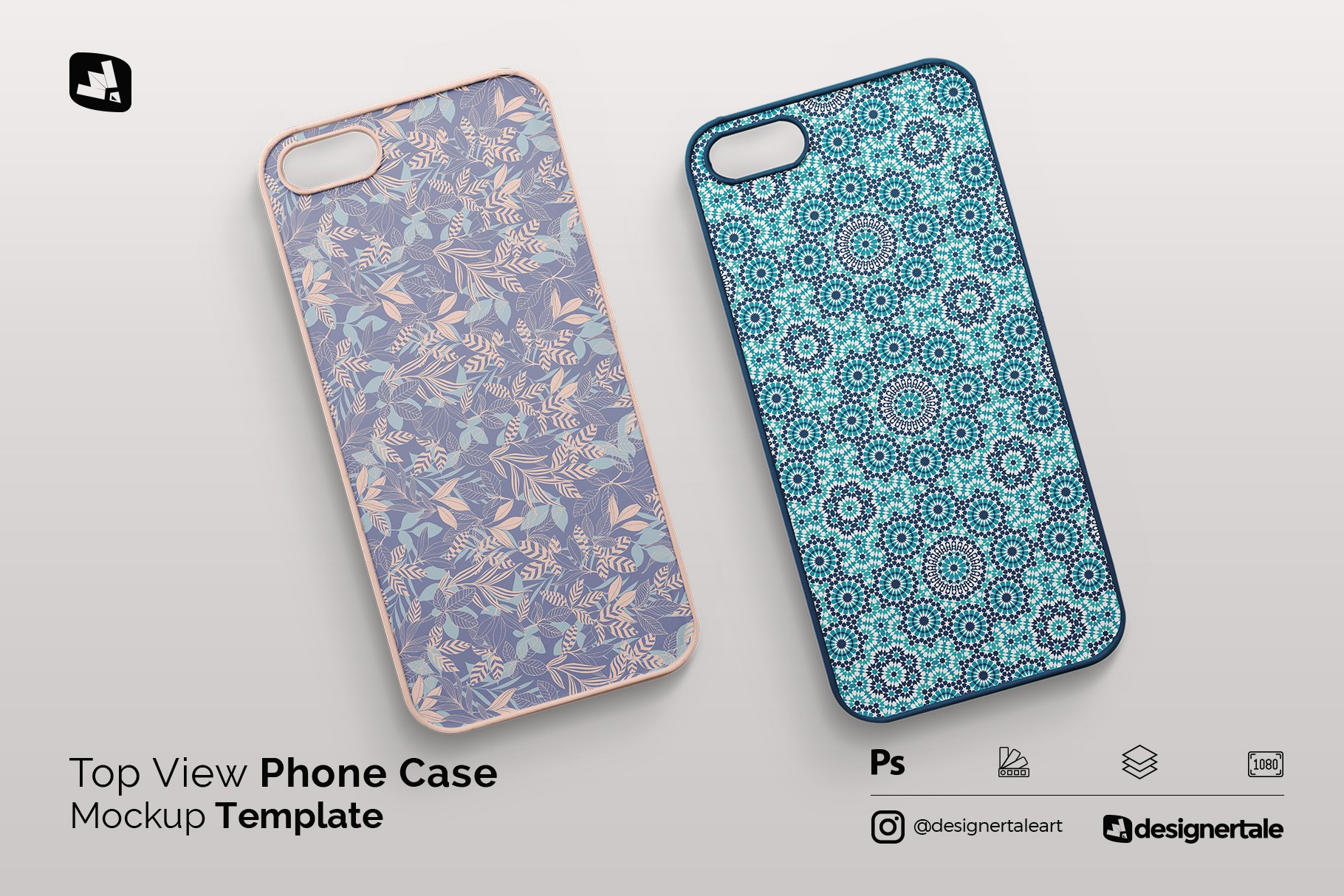 时尚顶视图苹果手机壳外观设计展示贴图样机 Top View Phone Case Mockup_img_2