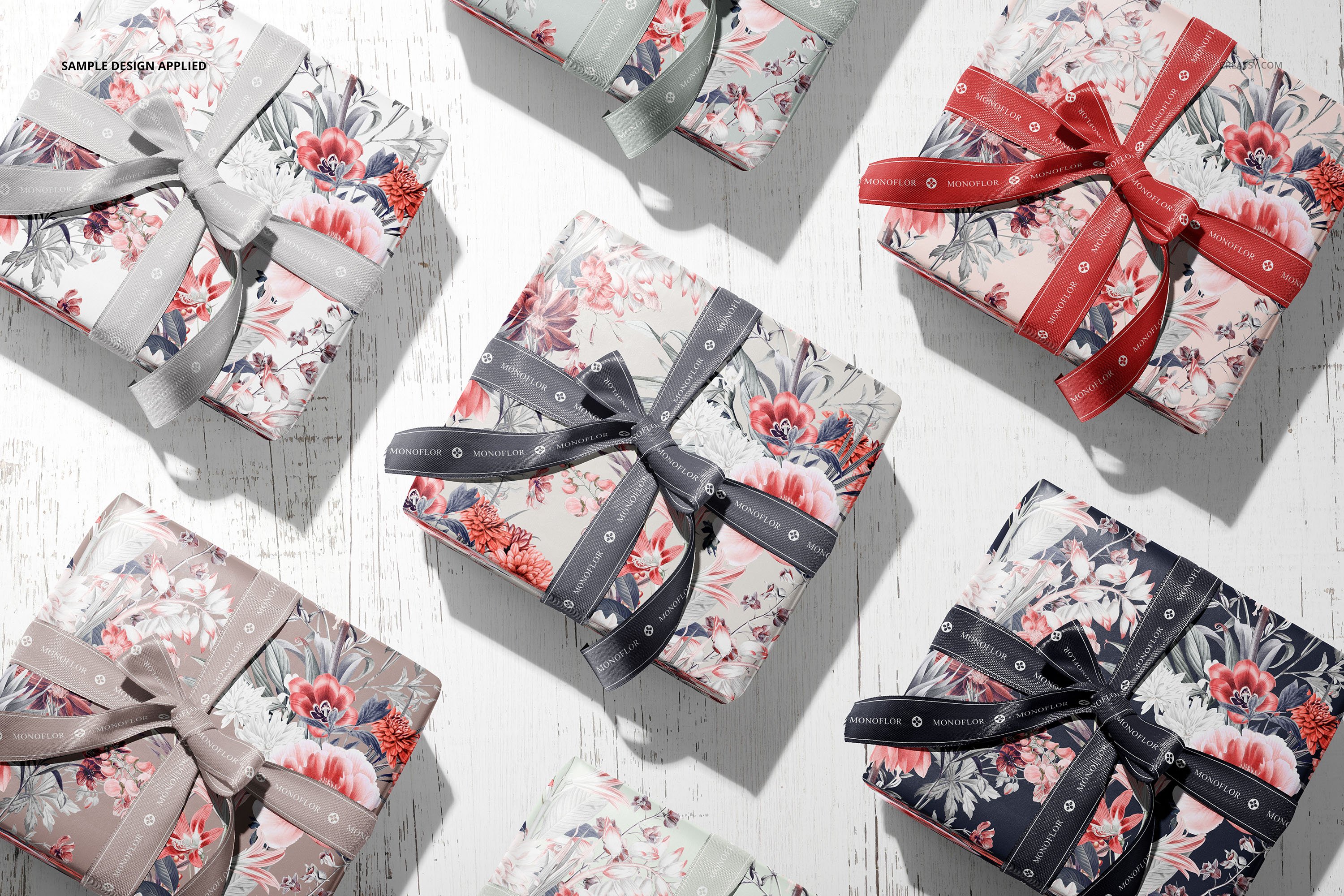 时尚礼品盒包装纸设计展示贴图样机合集 Gift Box Wrapping Paper Mockup Set_img_2