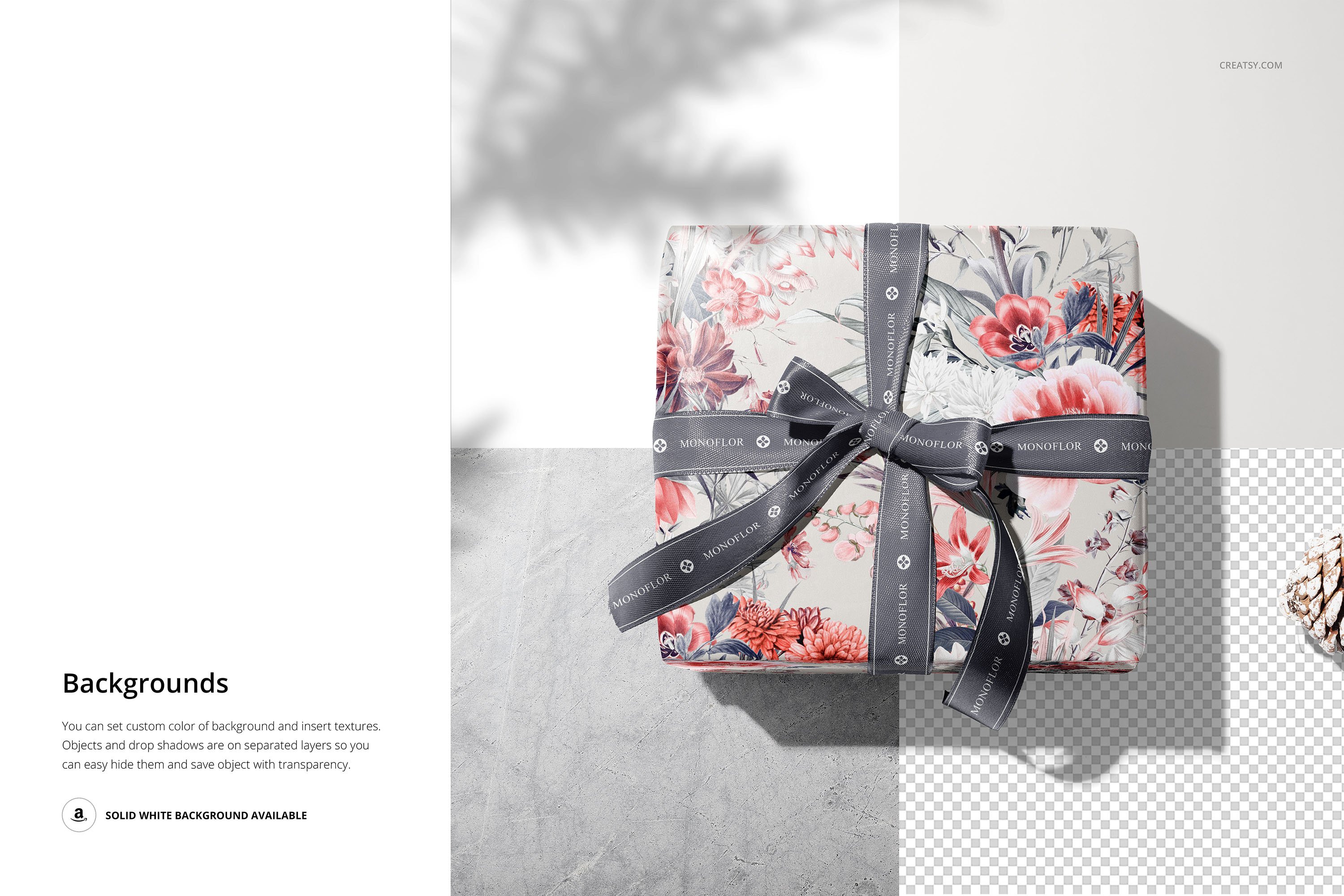 时尚礼品盒包装纸设计展示贴图样机合集 Gift Box Wrapping Paper Mockup Set_img_2