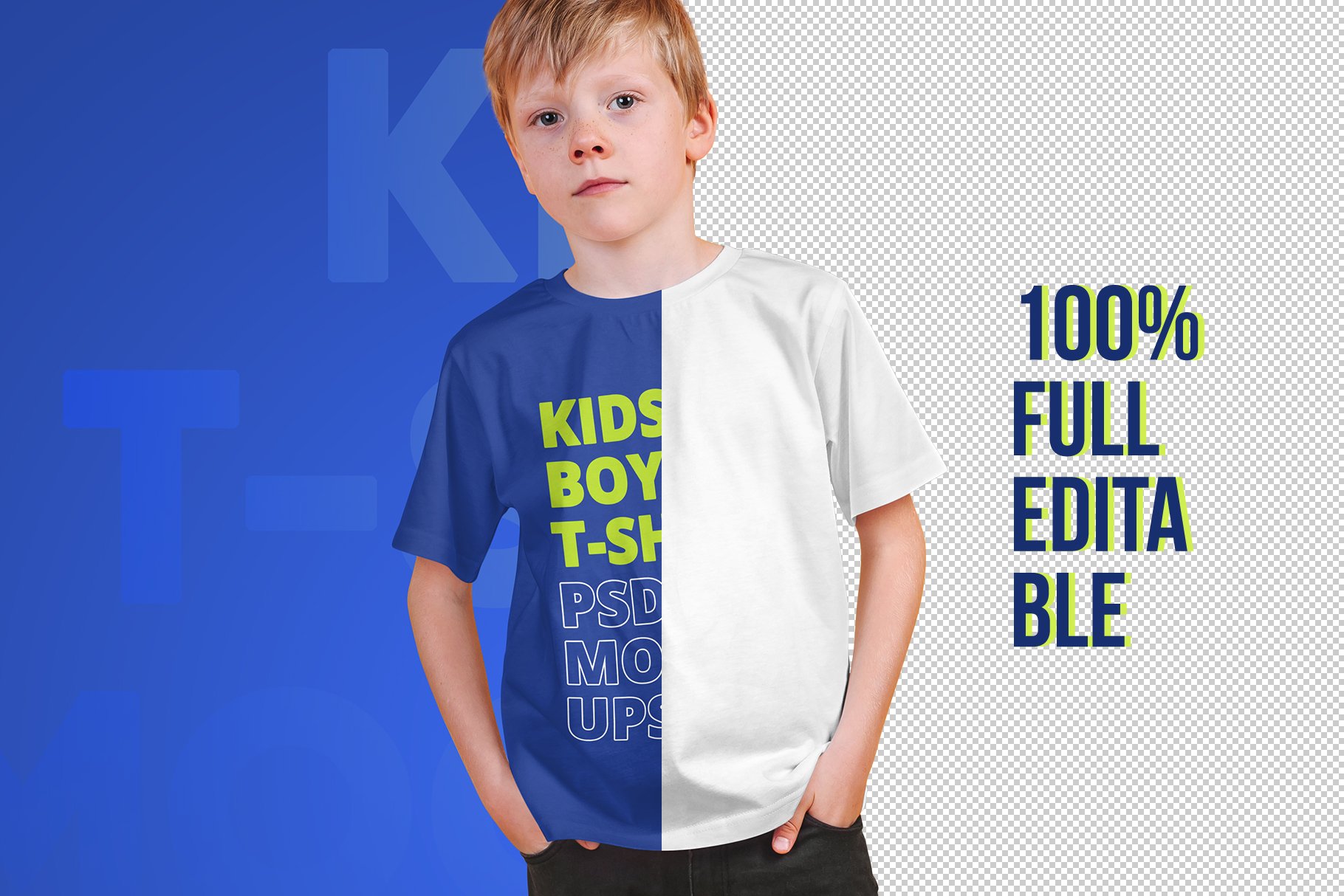 12款儿童男孩T恤半袖设计展示贴图PSD样机模板 Kids Boy T-Shirt PSD Mockups Vol5_img_2