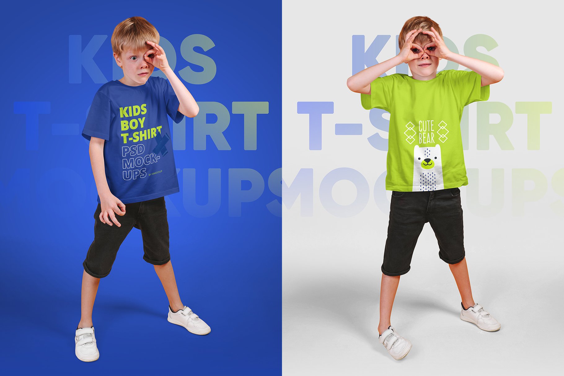 12款儿童男孩T恤半袖设计展示贴图PSD样机模板 Kids Boy T-Shirt PSD Mockups Vol5_img_2