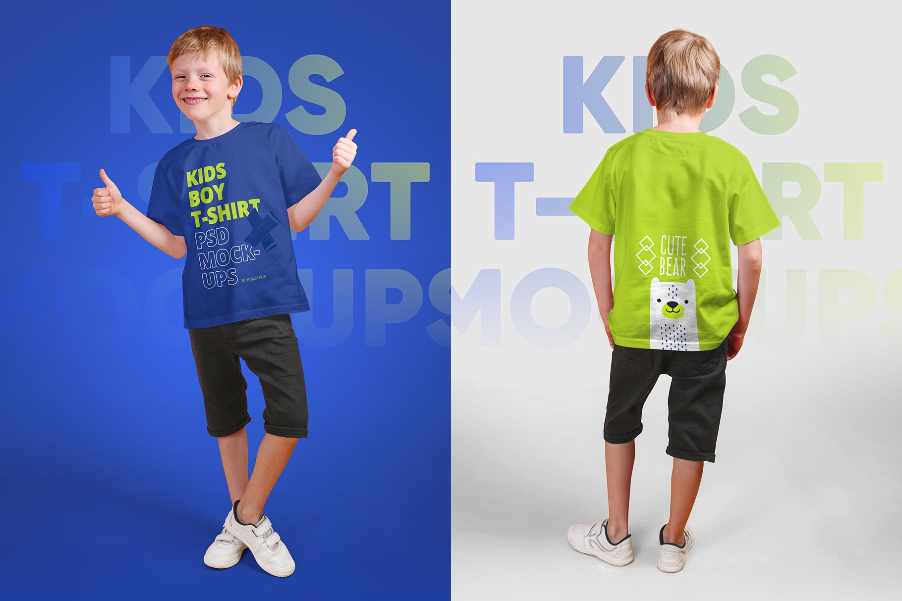 12款儿童男孩T恤半袖设计展示贴图PSD样机模板 Kids Boy T-Shirt PSD Mockups Vol5_img_2