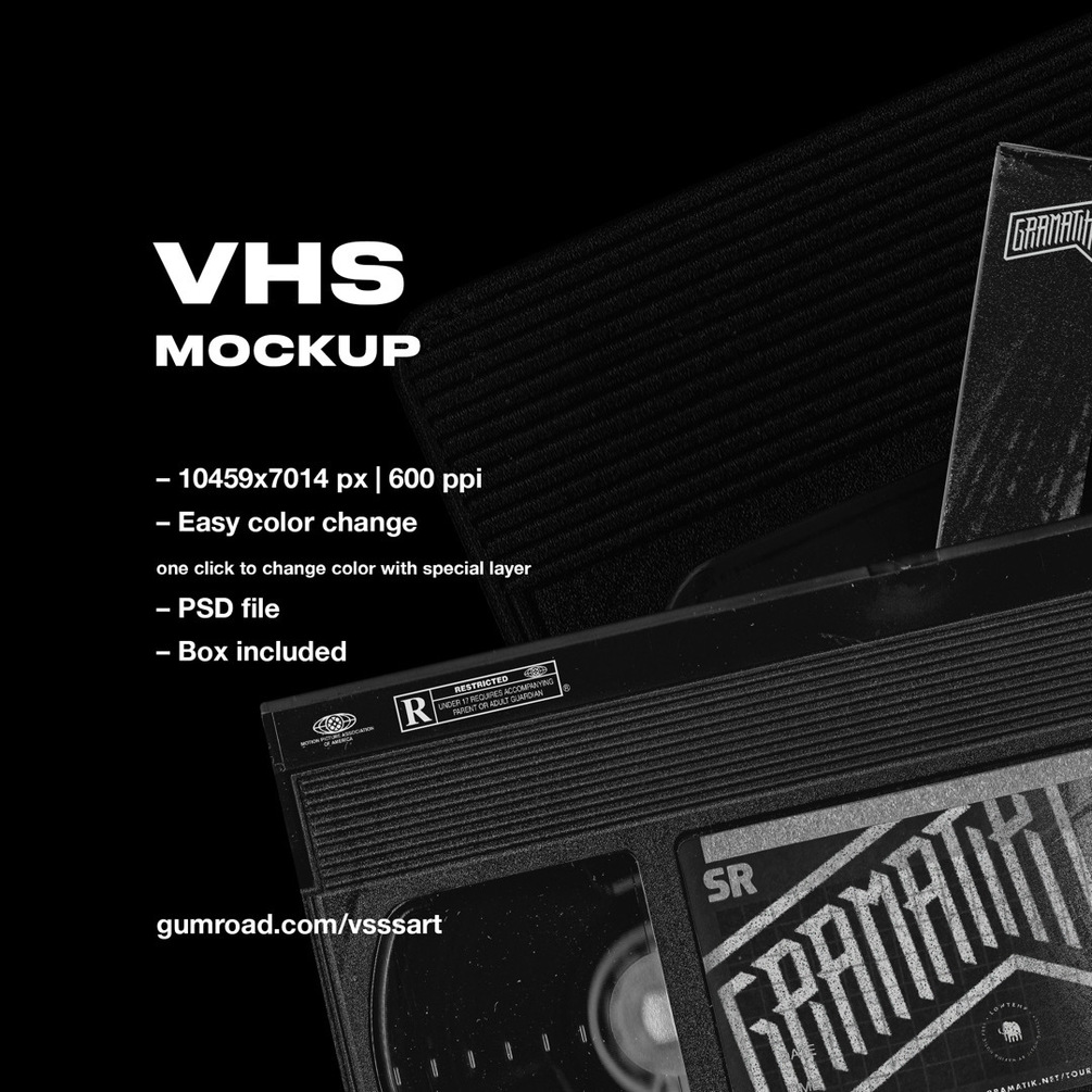 潮流复古盒式磁带包装盒设计展示贴图模板PS素材 VSSSART – VHS Mockup_img_2