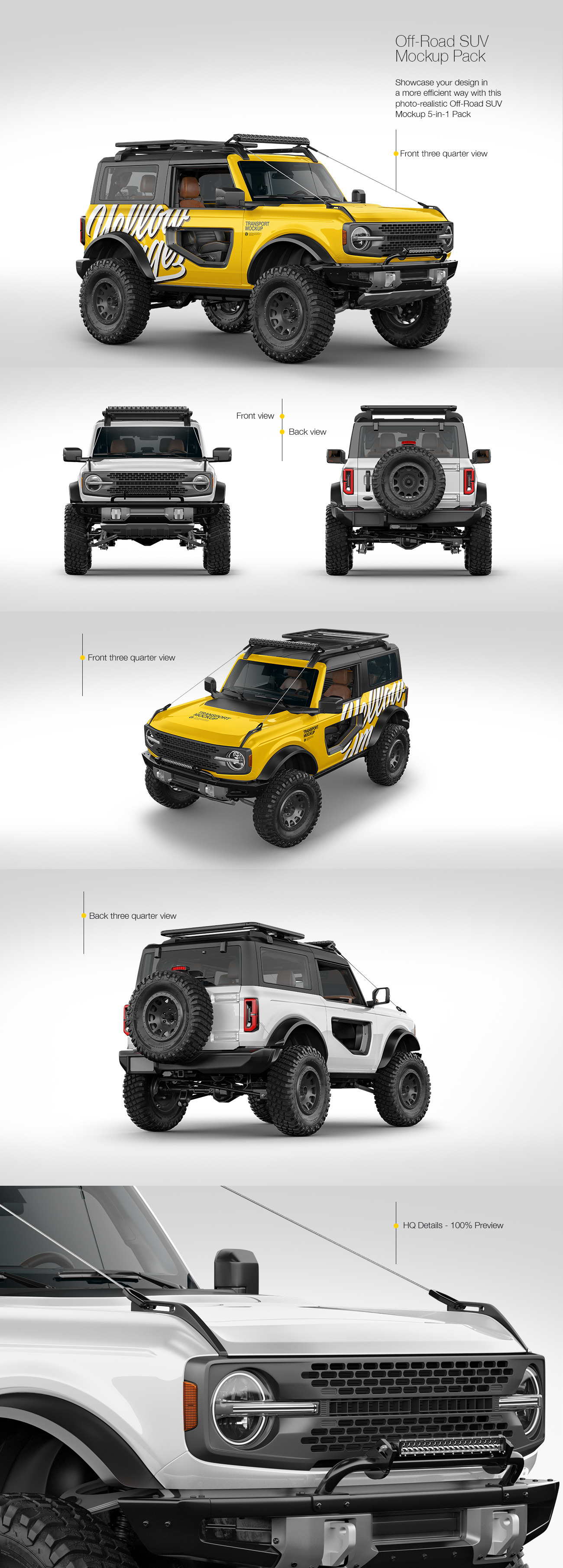 5款越野SUV小汽车车身广告设计展示贴图样机 Off-Road SUV Mockup Pack_img_2