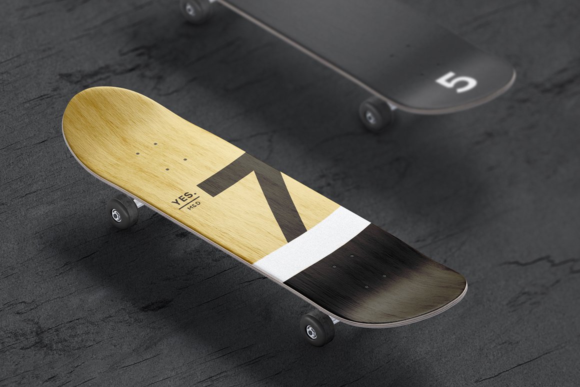 9款木质滑板外观印花图案设计展示贴图样机合集 Skateboard Mockups Set_img_2