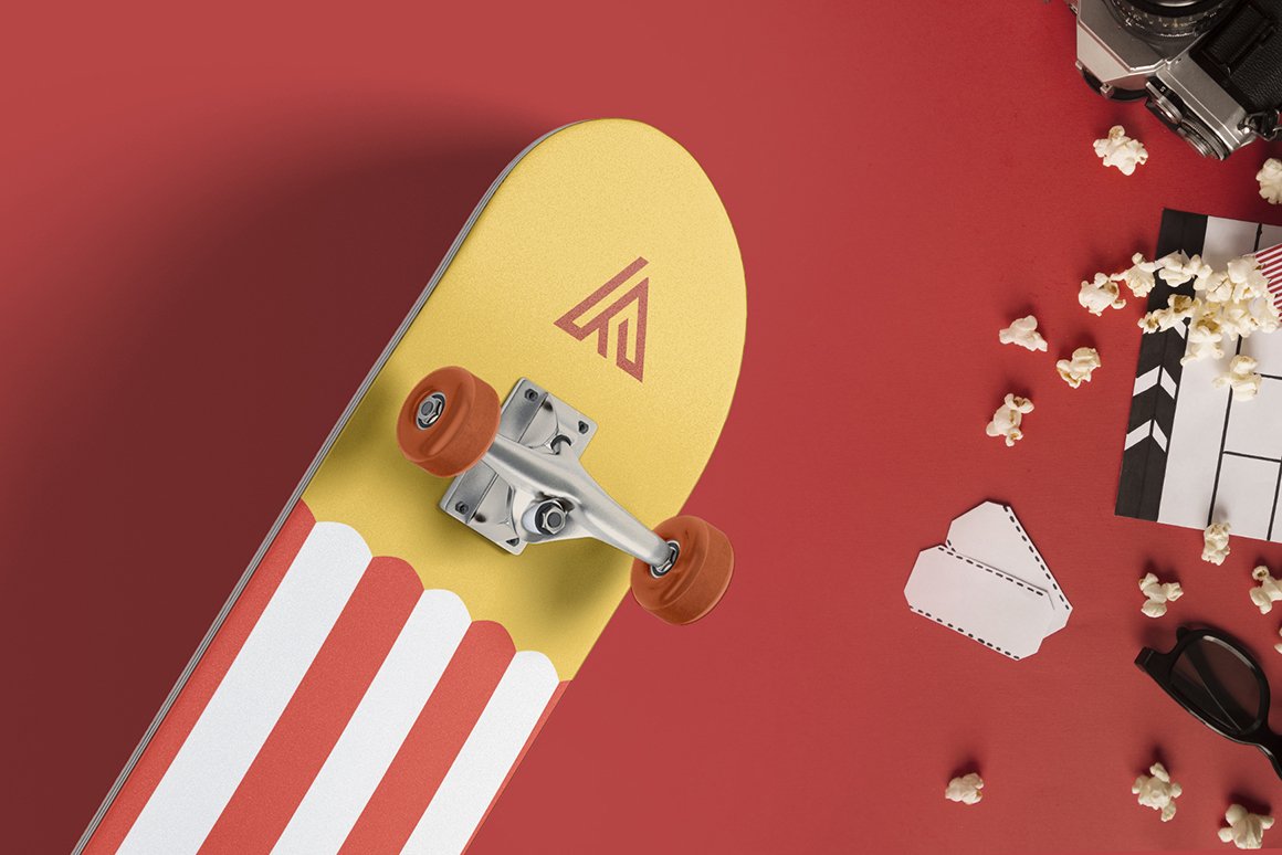 9款木质滑板外观印花图案设计展示贴图样机合集 Skateboard Mockups Set_img_2