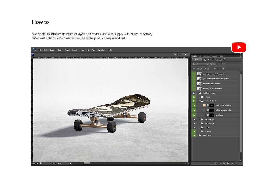 9款木质滑板外观印花图案设计展示贴图样机合集 Skateboard Mockups Set_img_2