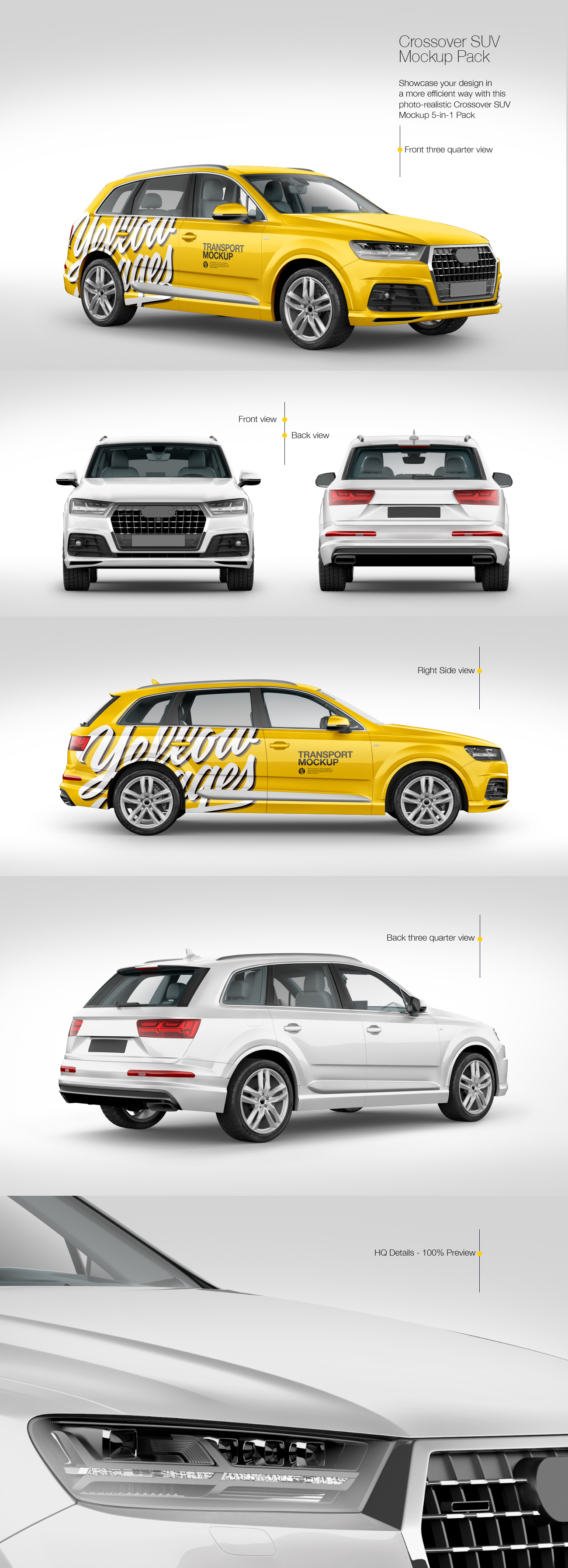 5款SUV小汽车外观车身广告设计展示贴图样机 Crossover SUV Mockup Pack_img_2