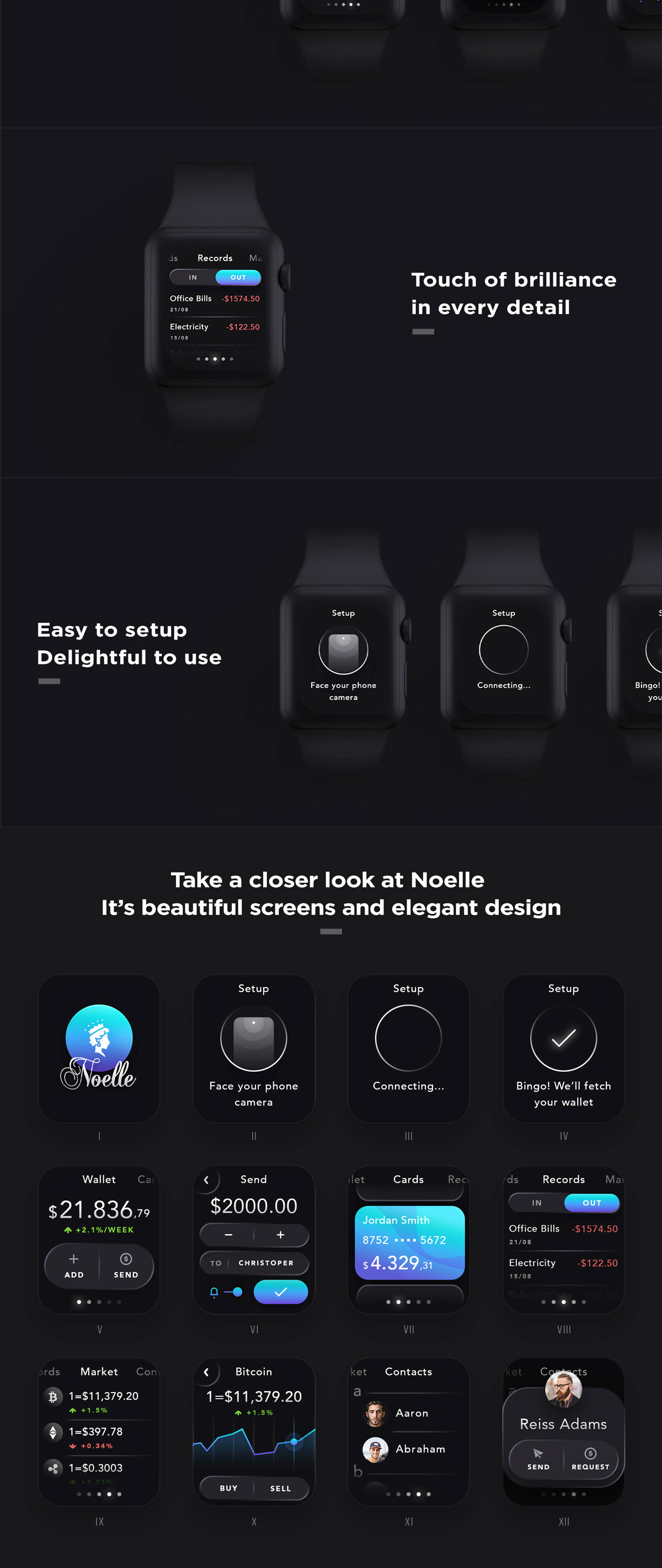 精美简约交易钱包WatchOS APP应用程序界面设计UI套件 Noelle WatchOS UI Kit_img_2