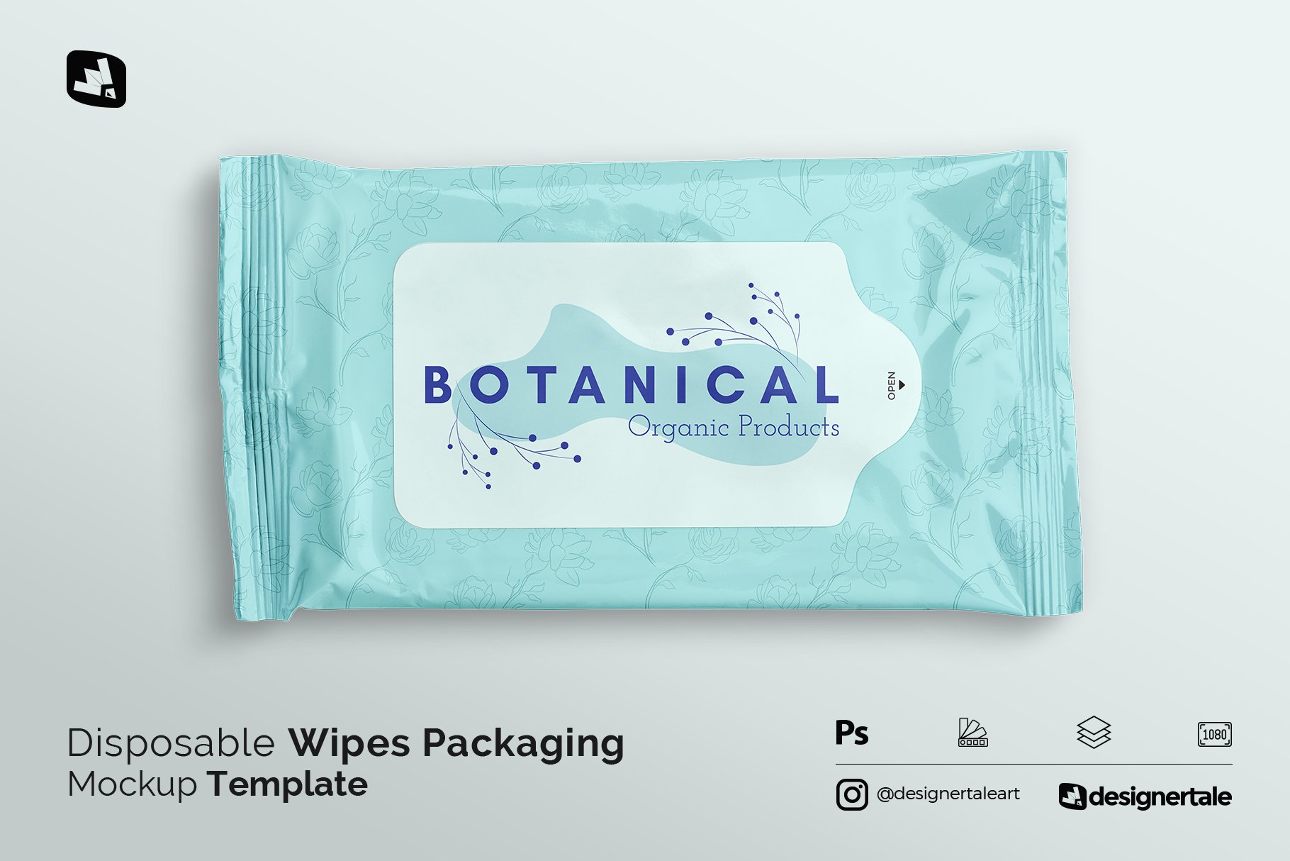 一次性湿巾塑料包装袋设计展示贴图样机模板 Disposable Wipes Packaging Mockup_img_2