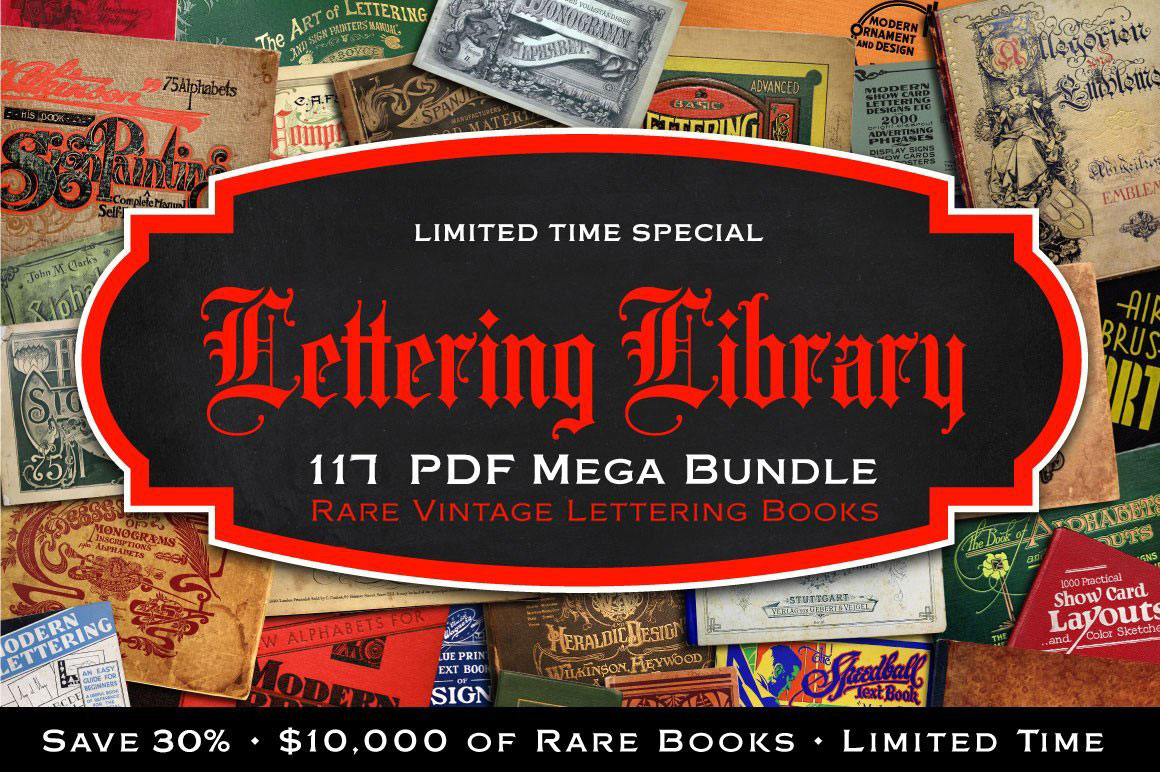 117款复古泛黄古书书籍手刻字标志画PDF设计素材 Lettering Library Mega Bundle_img_2