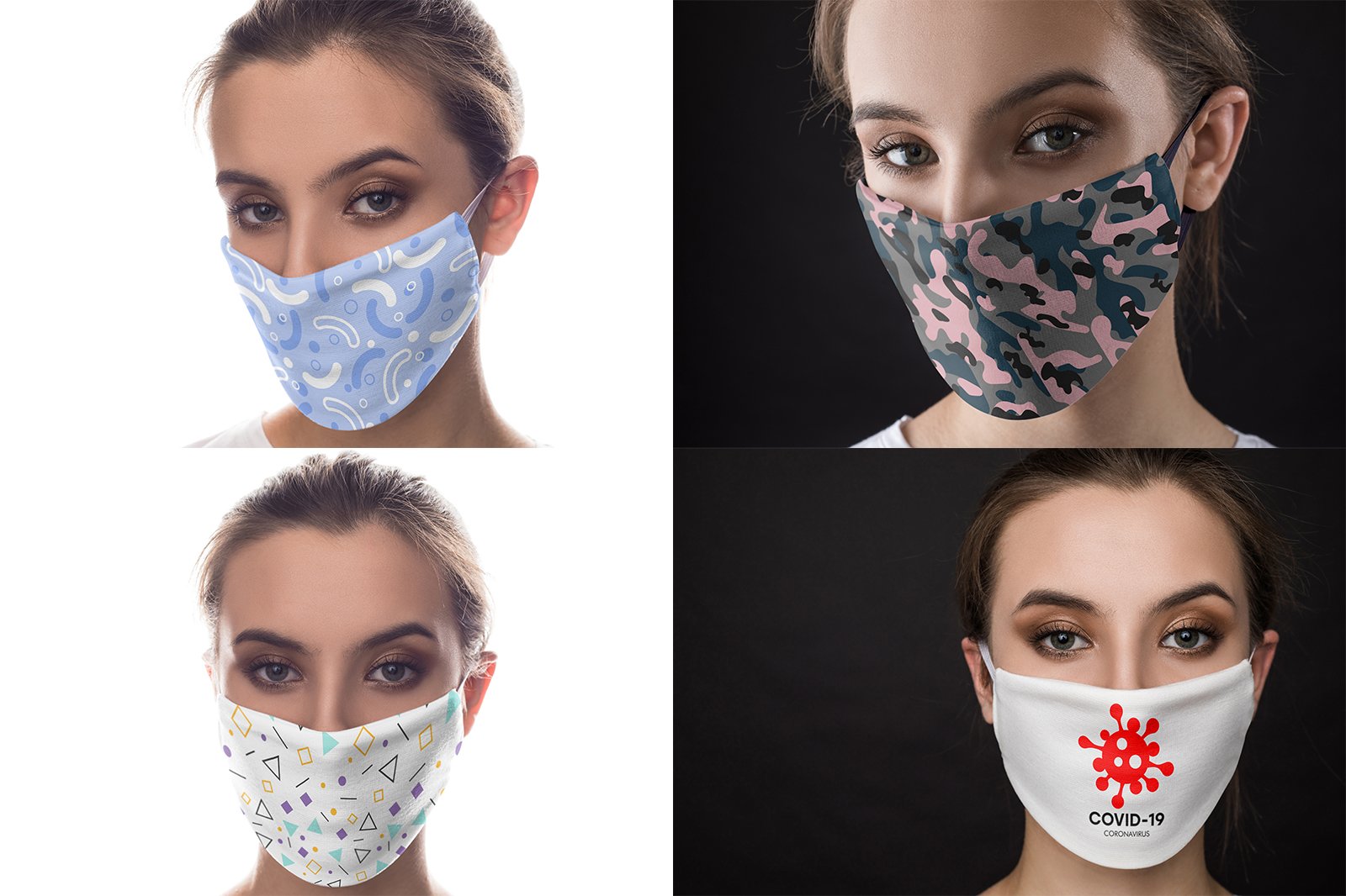 12款医用防护口罩面罩设计贴图样机合集 Medical Mask Mockup Set_img_2