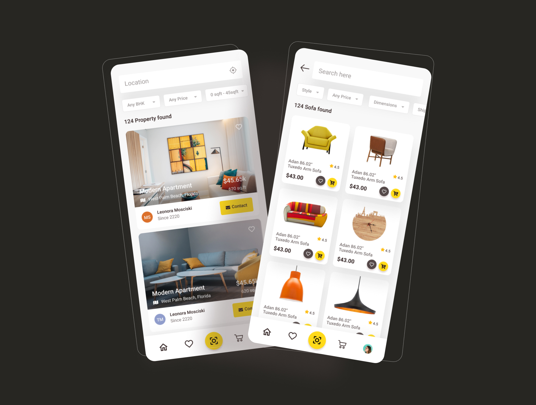 时尚简洁房地产家具家居在线购买商城APP界面设计UI套件 Real Estate & E-commerce UI Kit_img_2