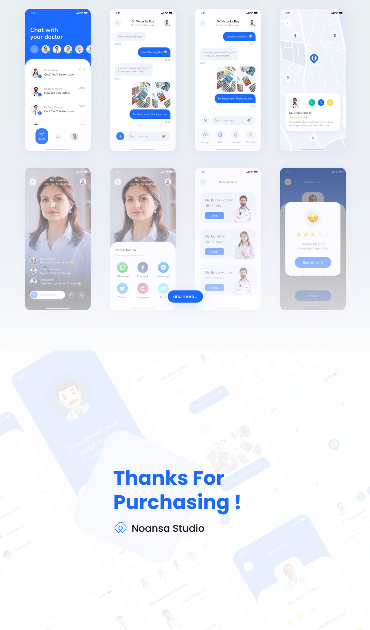 医生咨询APP应用程序界面设计UI套件素材 DocQ - Doctor Consultation UI KIT_img_2