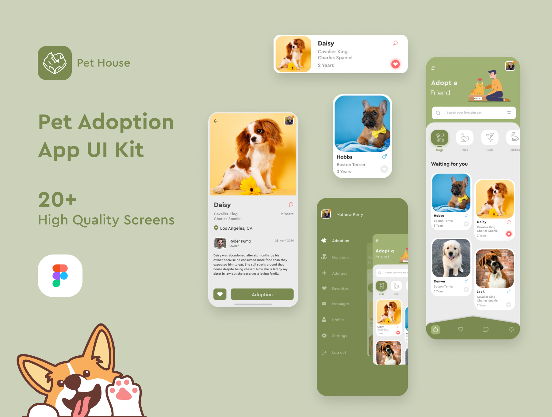 宠物领养服务APP应用界面设计UI套件 Pet House - Pet Adoption App UI Kit_img_2