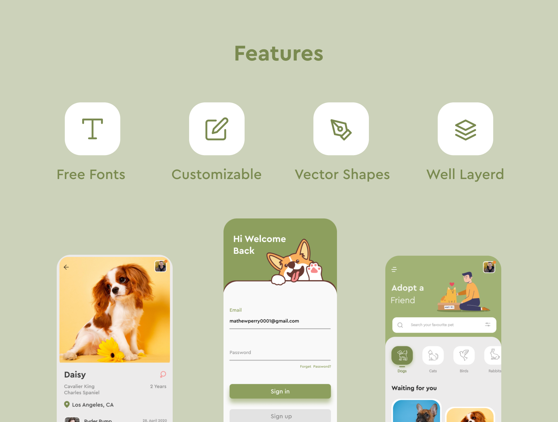 宠物领养服务APP应用界面设计UI套件 Pet House - Pet Adoption App UI Kit_img_2