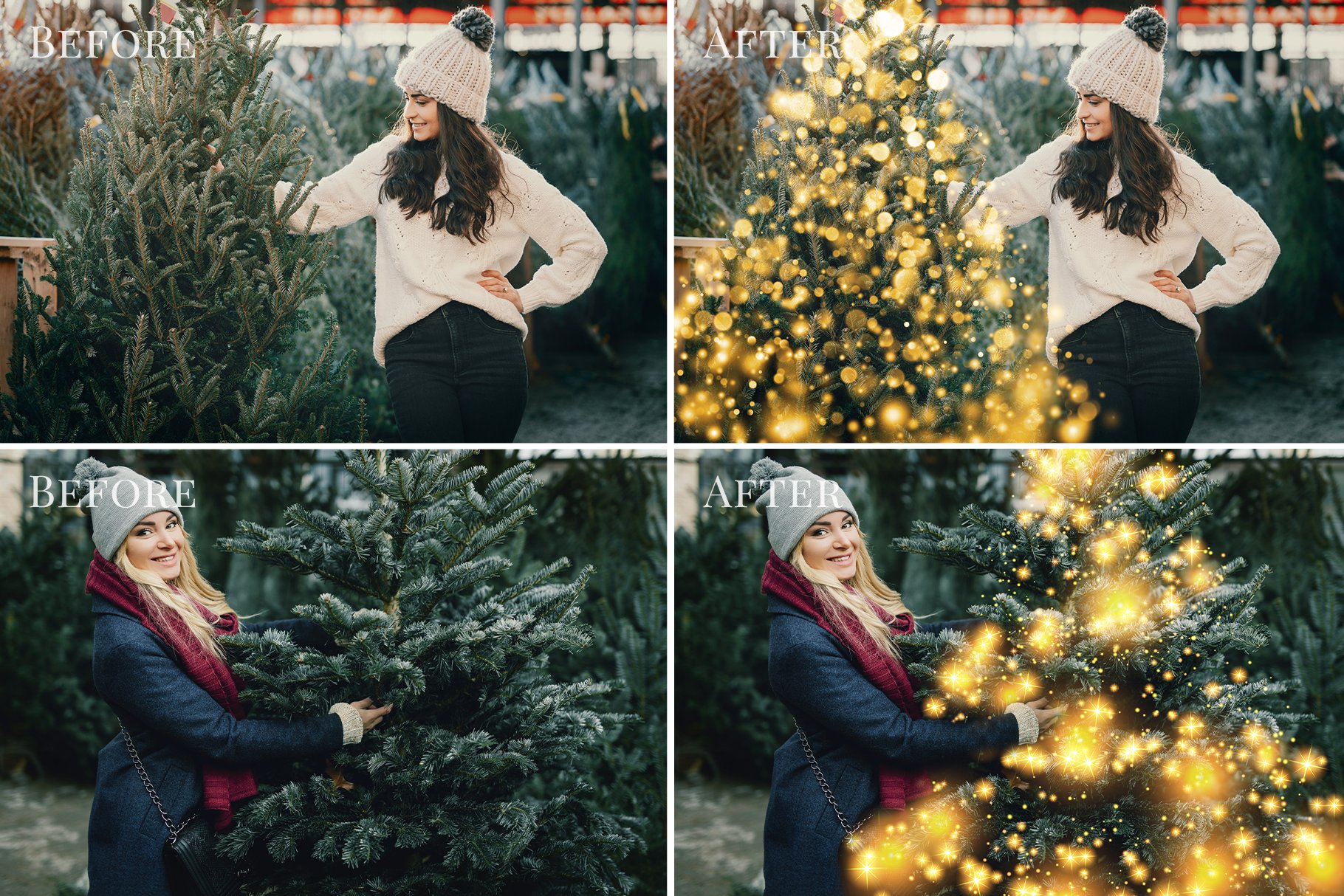 20个创意圣诞节场景发光圣诞树图片叠加设计素材 Christmas Trees Photo Overlays_img_2