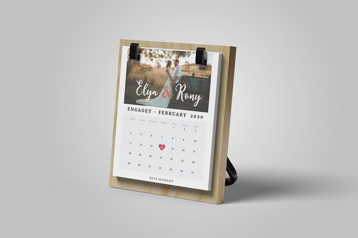 婚礼摄影日历台历设计展示样机模板 Wedding Calender Mockup_img_2