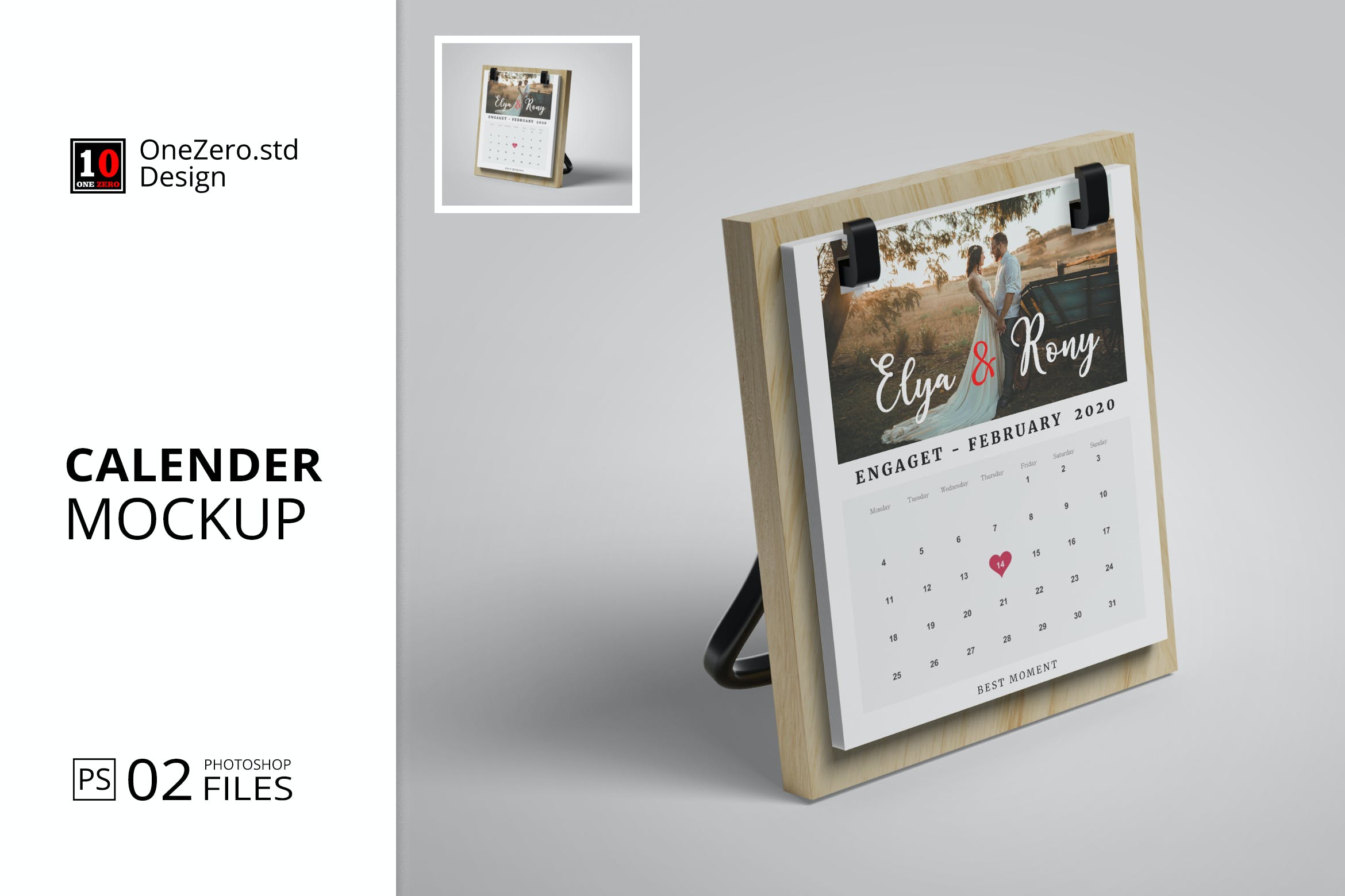 婚礼摄影日历台历设计展示样机模板 Wedding Calender Mockup_img_2