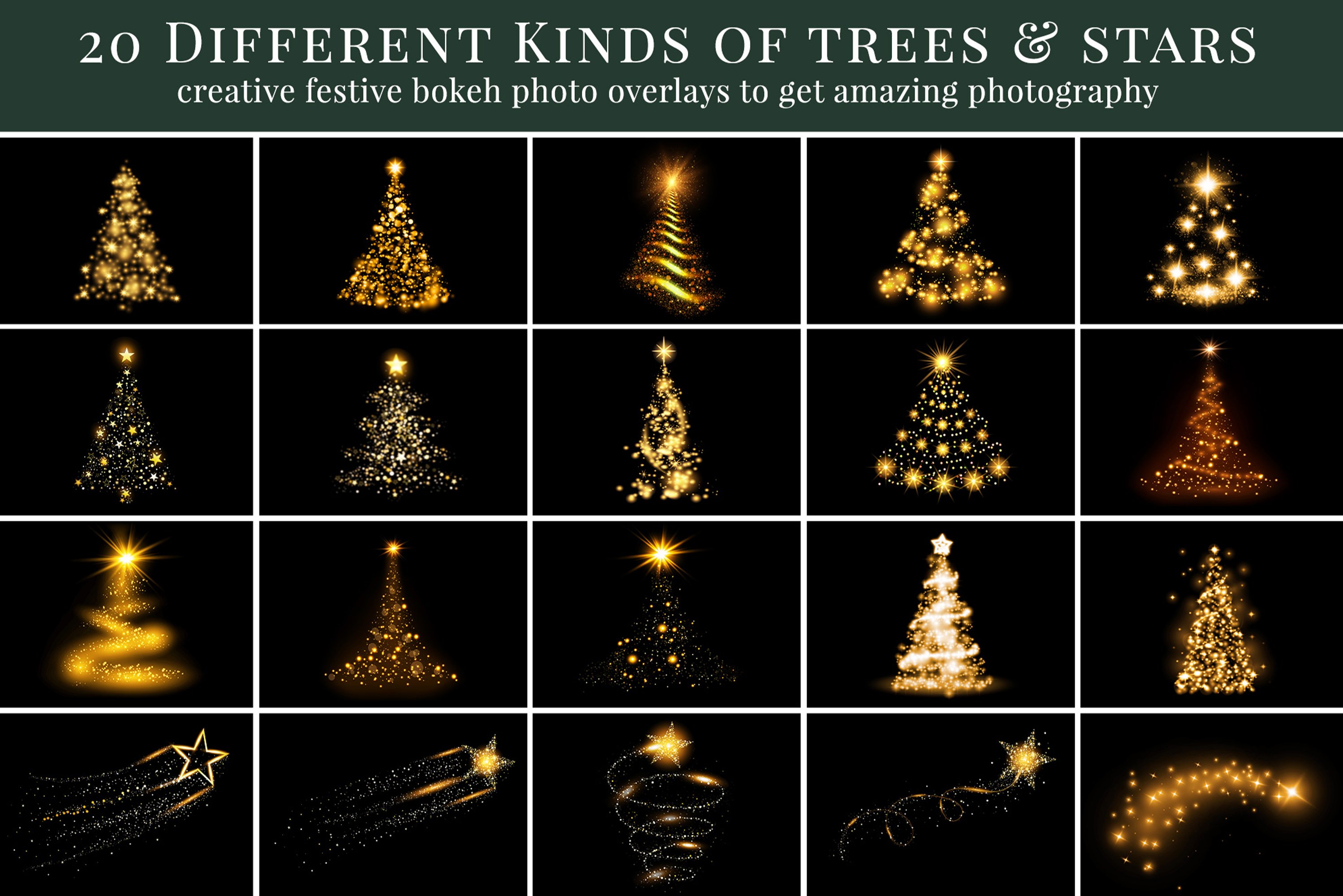 20个创意圣诞节场景发光圣诞树图片叠加设计素材 Christmas Trees Photo Overlays_img_2