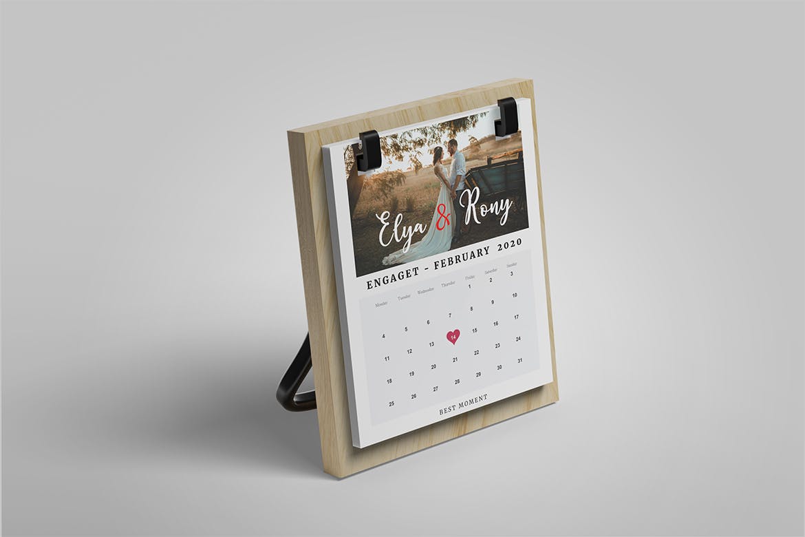 婚礼摄影日历台历设计展示样机模板 Wedding Calender Mockup_img_2