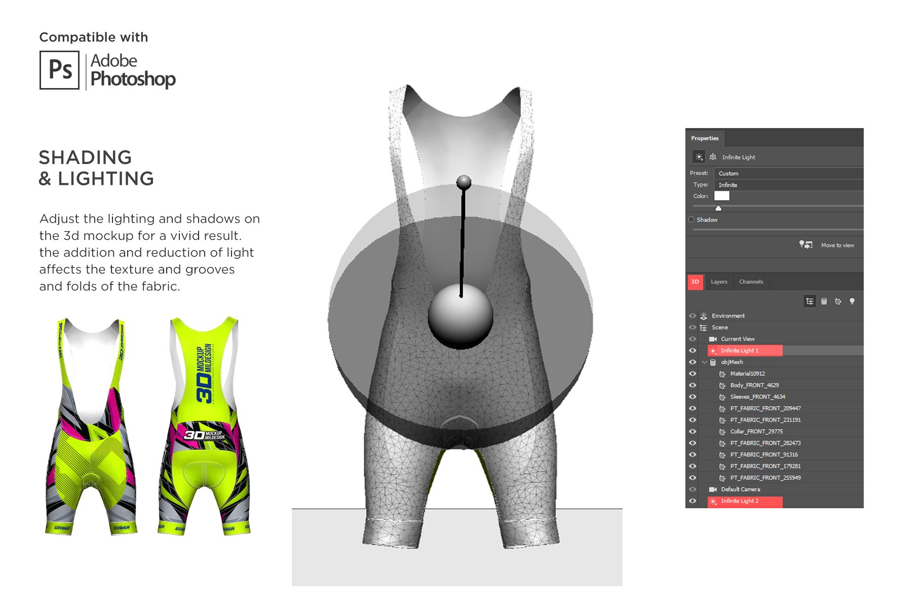 3D男士自行车背带短裤印花图案设计展示贴图样机 3D Mens Cycling Bib Short Mockup_img_2