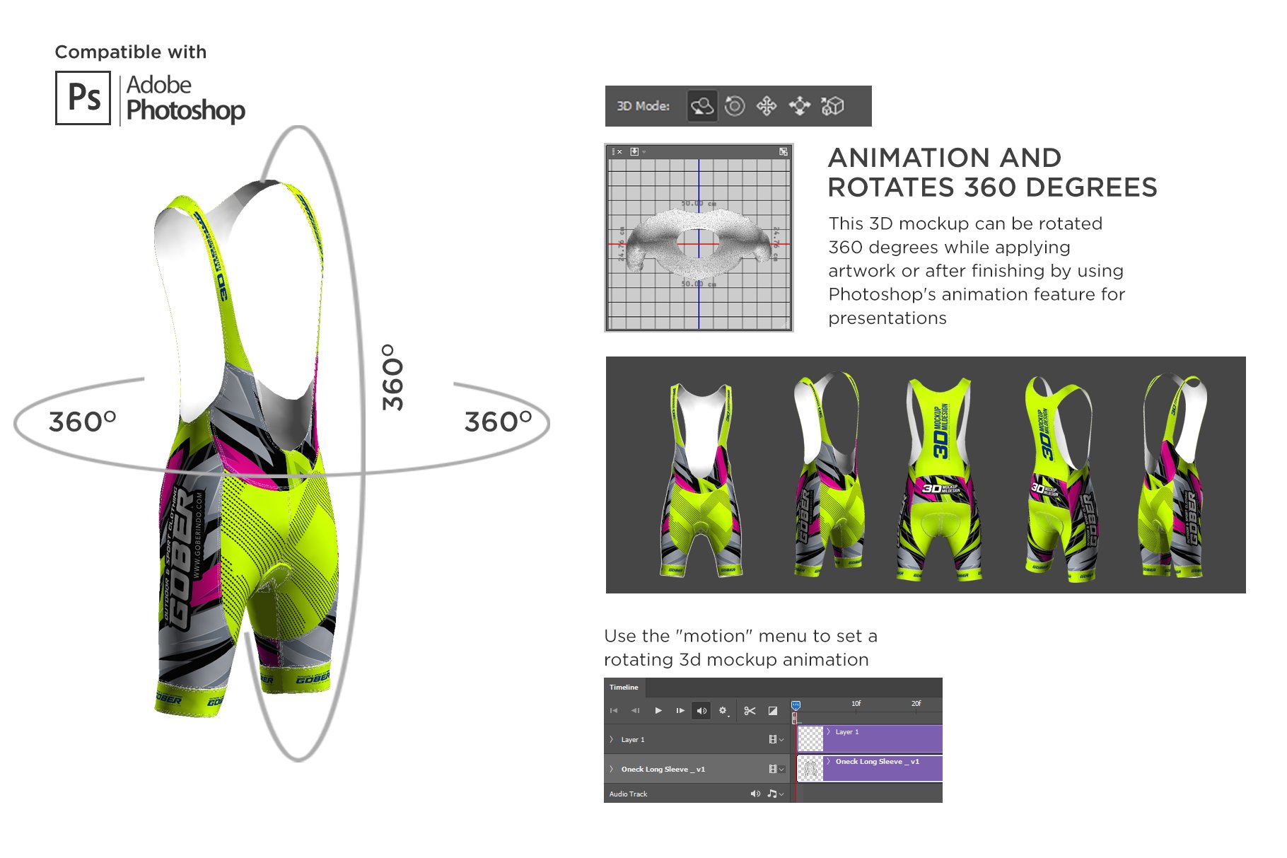 3D男士自行车背带短裤印花图案设计展示贴图样机 3D Mens Cycling Bib Short Mockup_img_2