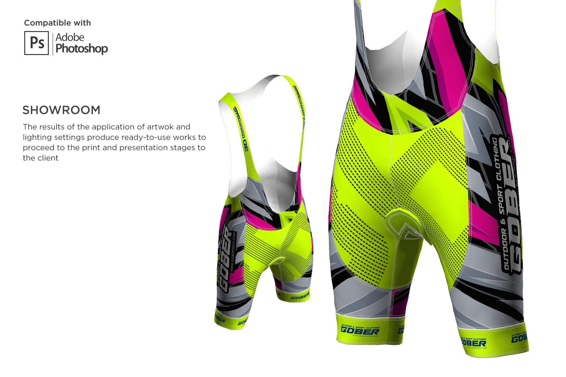 3D男士自行车背带短裤印花图案设计展示贴图样机 3D Mens Cycling Bib Short Mockup_img_2