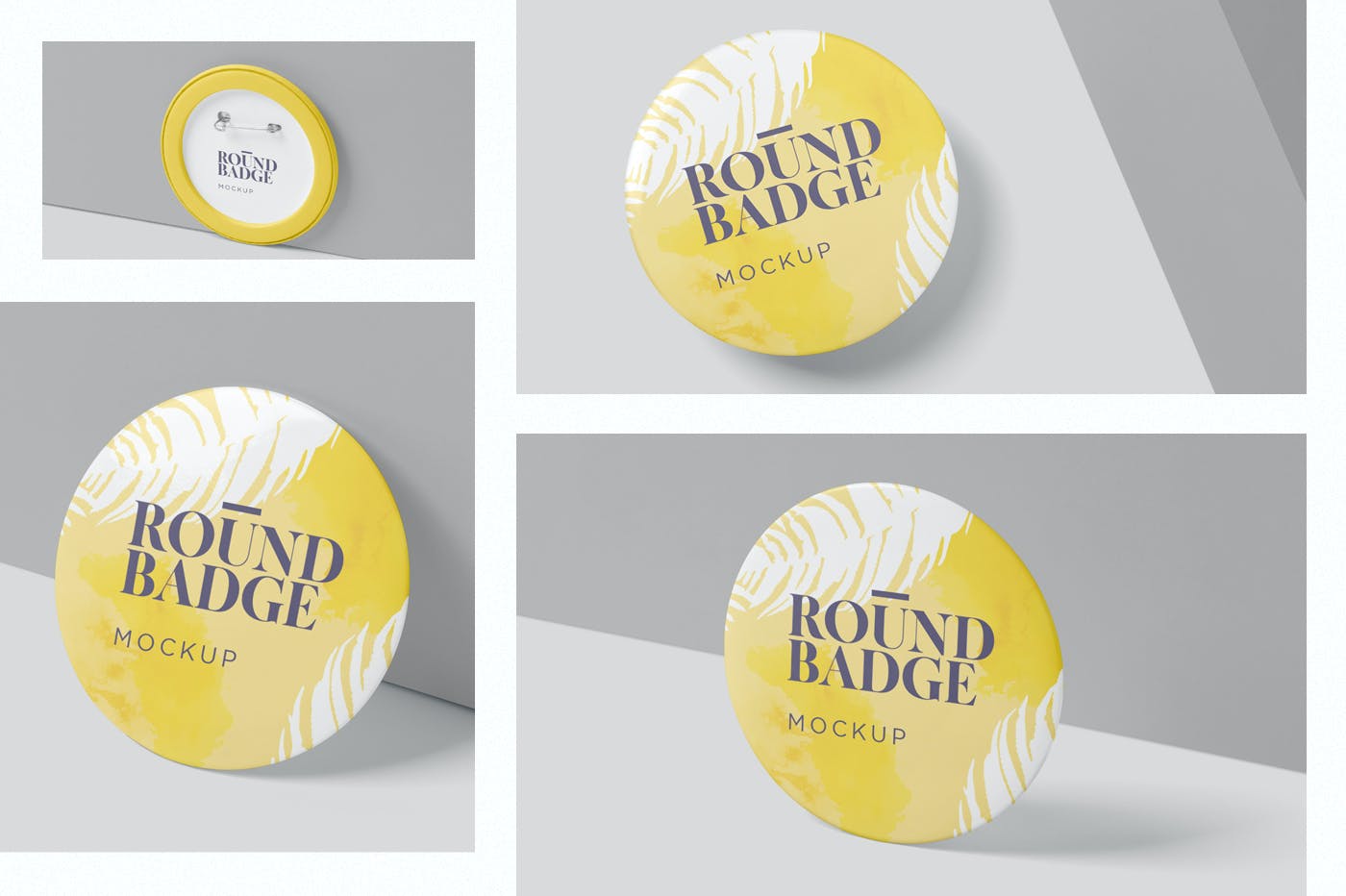 品牌VI设计圆形徽章胸牌展示贴图样机 Round Badge Mockups_img_2