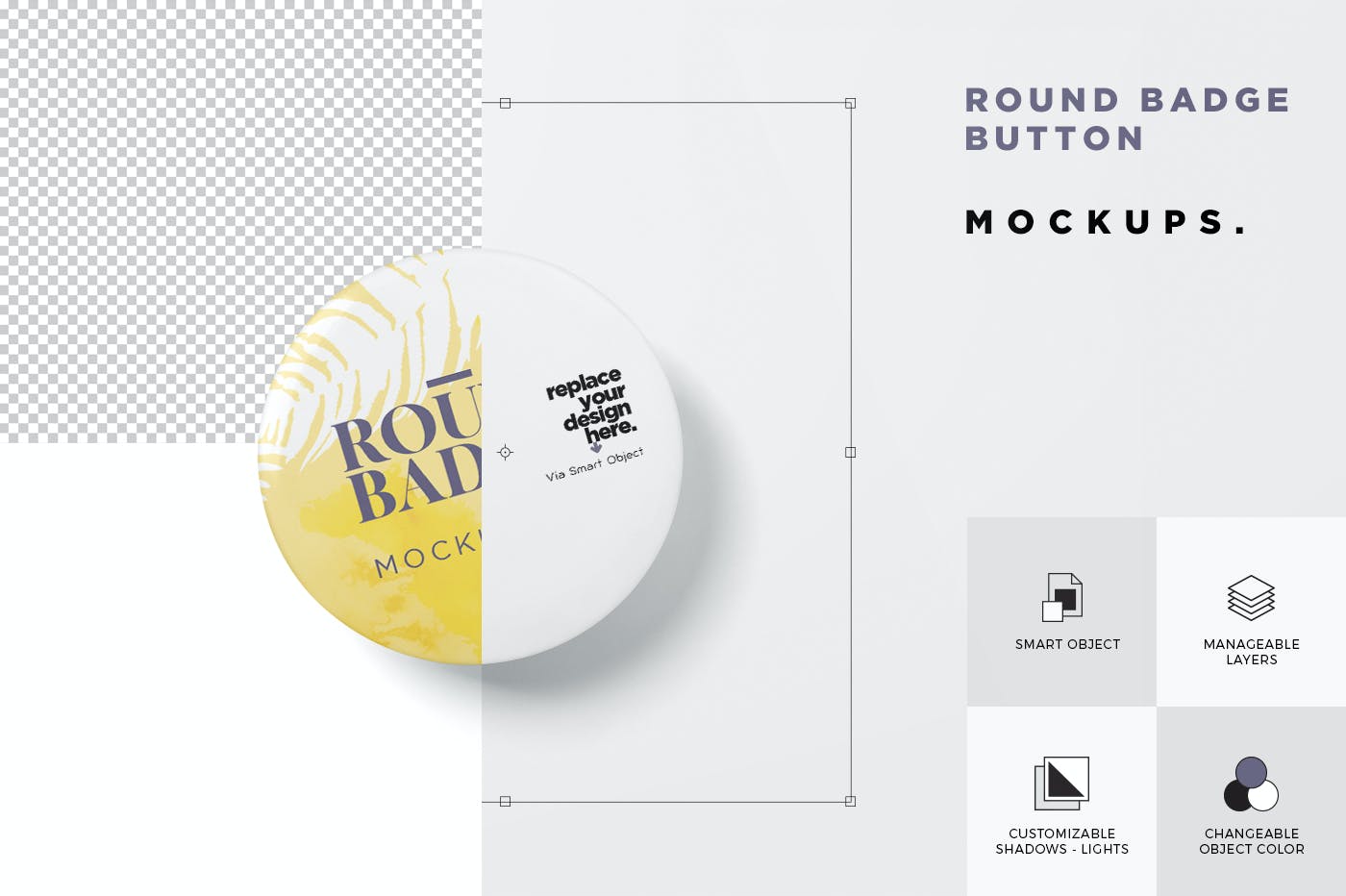 品牌VI设计圆形徽章胸牌展示贴图样机 Round Badge Mockups_img_2