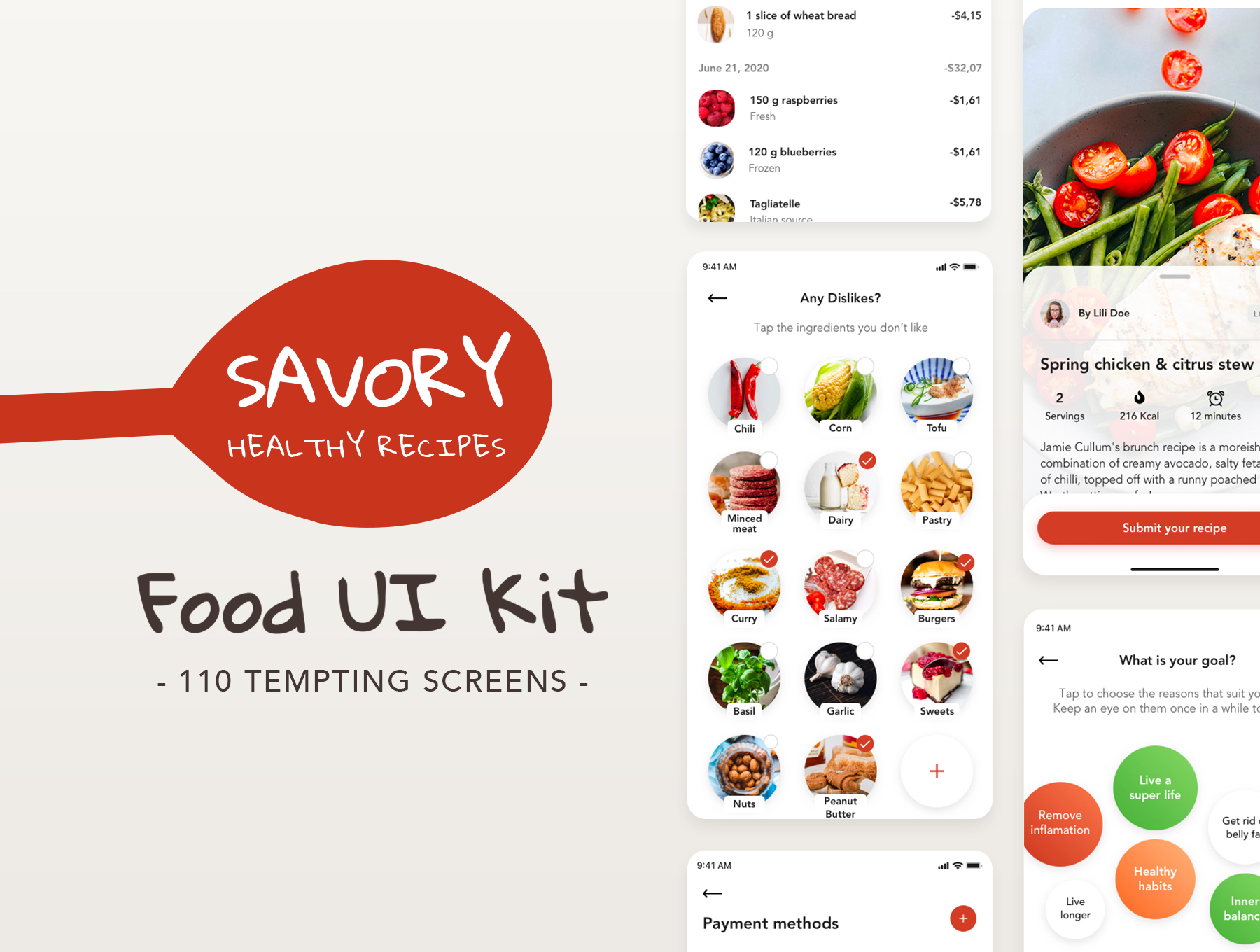 食品食谱在线购买APP应用程序UI套件 Savory - Food UI Kit_img_2