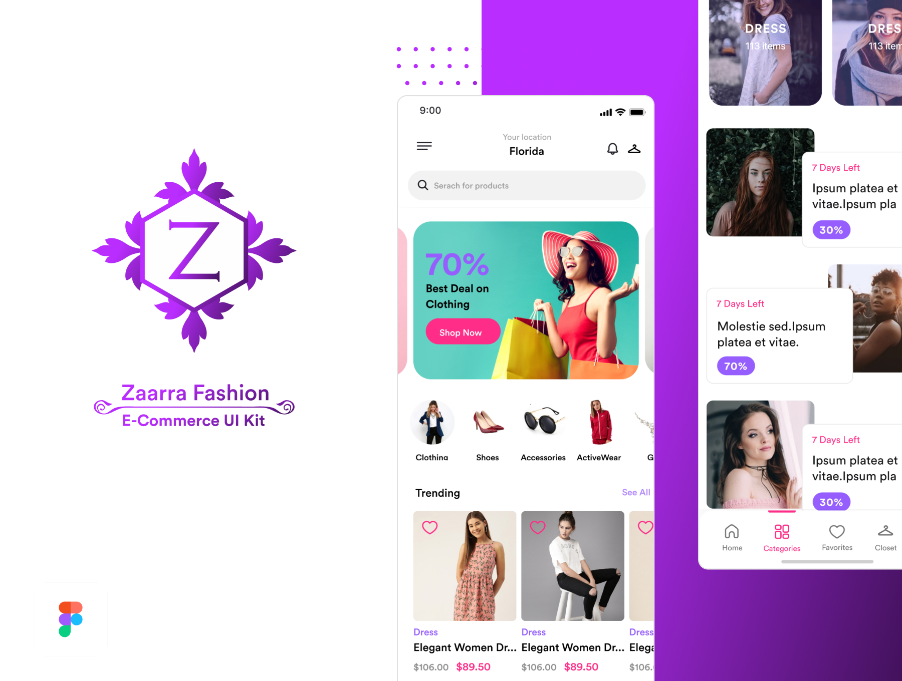 简约时尚服装电子商城APP应用程序界面设计UI套件 Zaara Fashion Ecommerce UI Kit_img_2