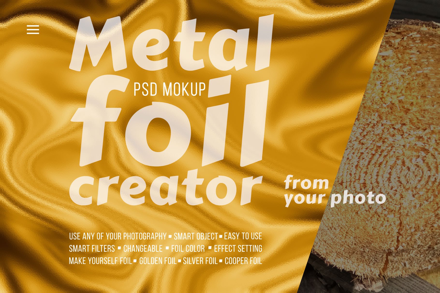 时尚金属箔纸场景创建者PS样机素材 Metal Foil Creator Mockup_img_2