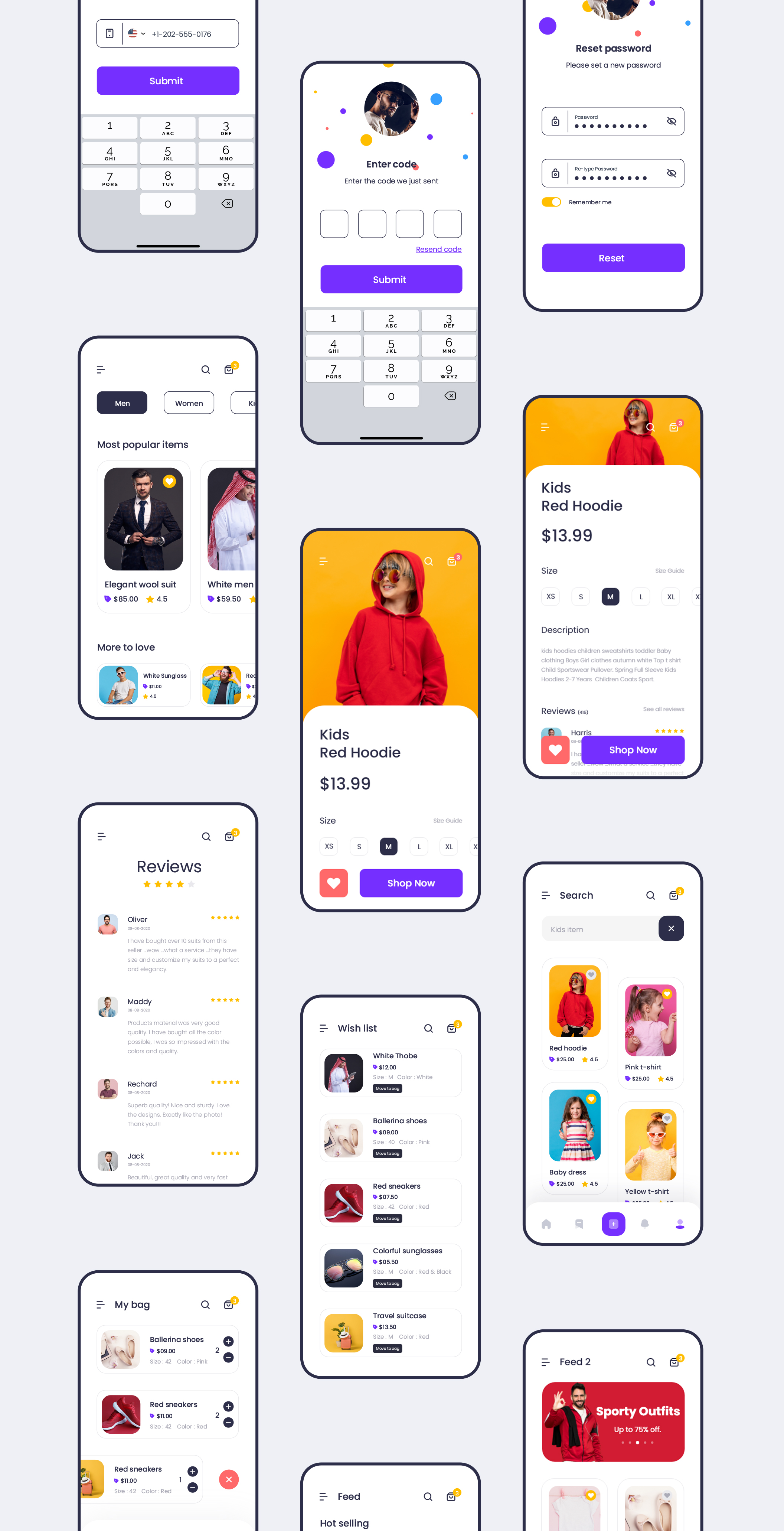 现代时尚服装电子商城APP应用程序设计UI套件素材 Wearly eCommerce App Ui Kit_img_2