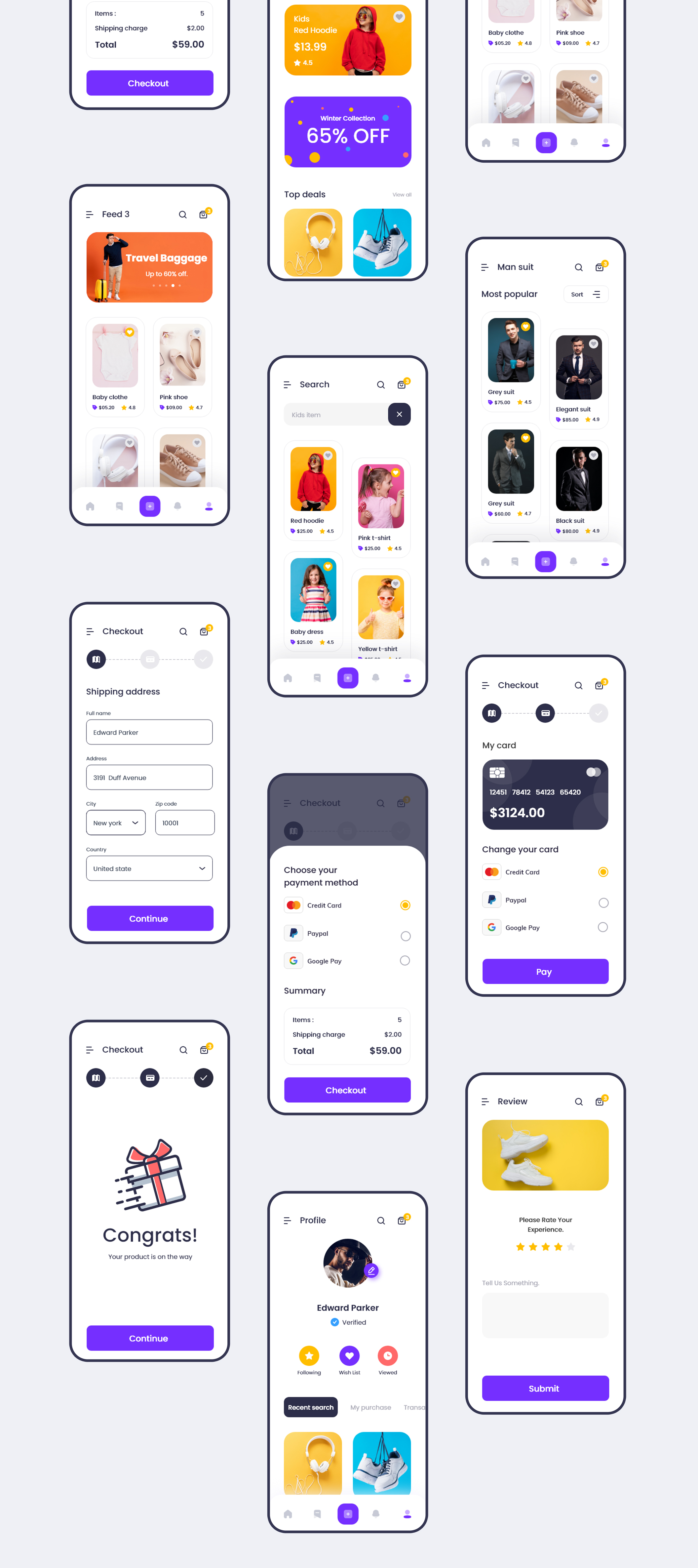 现代时尚服装电子商城APP应用程序设计UI套件素材 Wearly eCommerce App Ui Kit_img_2