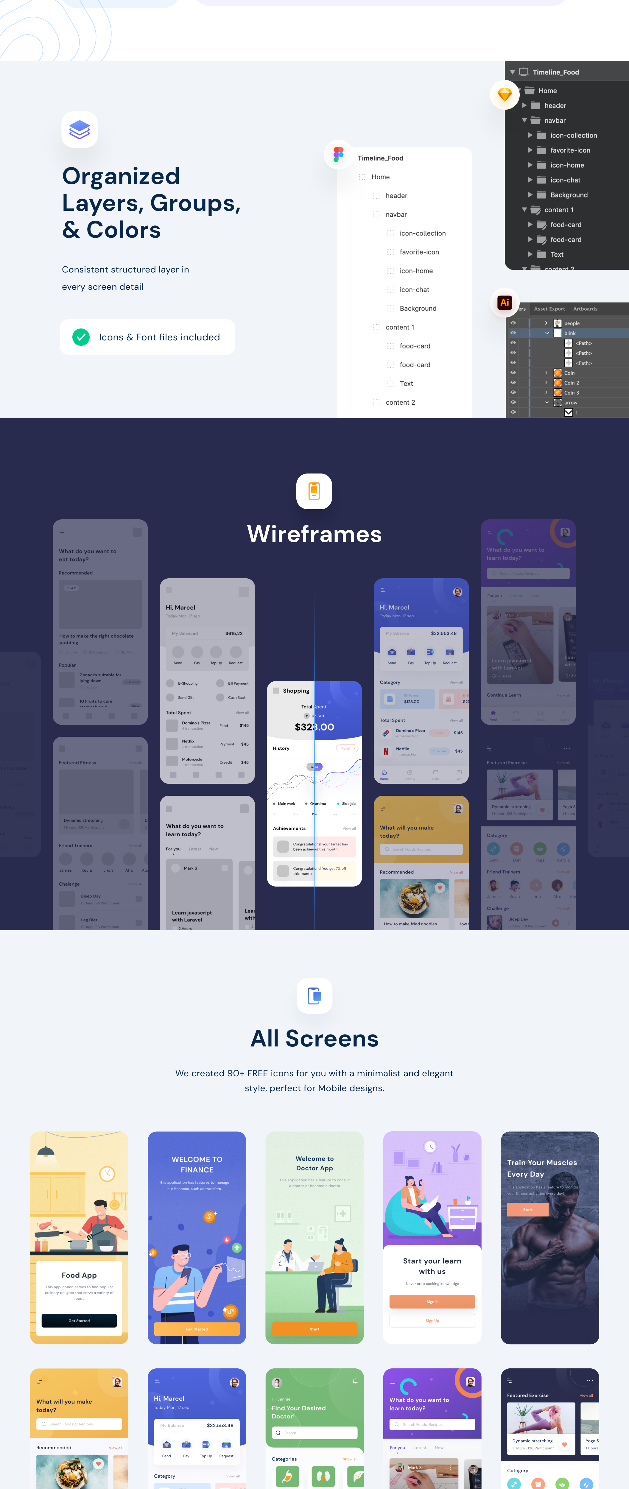 多用途健身金融外卖教育软件APP界面设计UI套件素材 Yuyuaian Mobile UI Kit_img_2