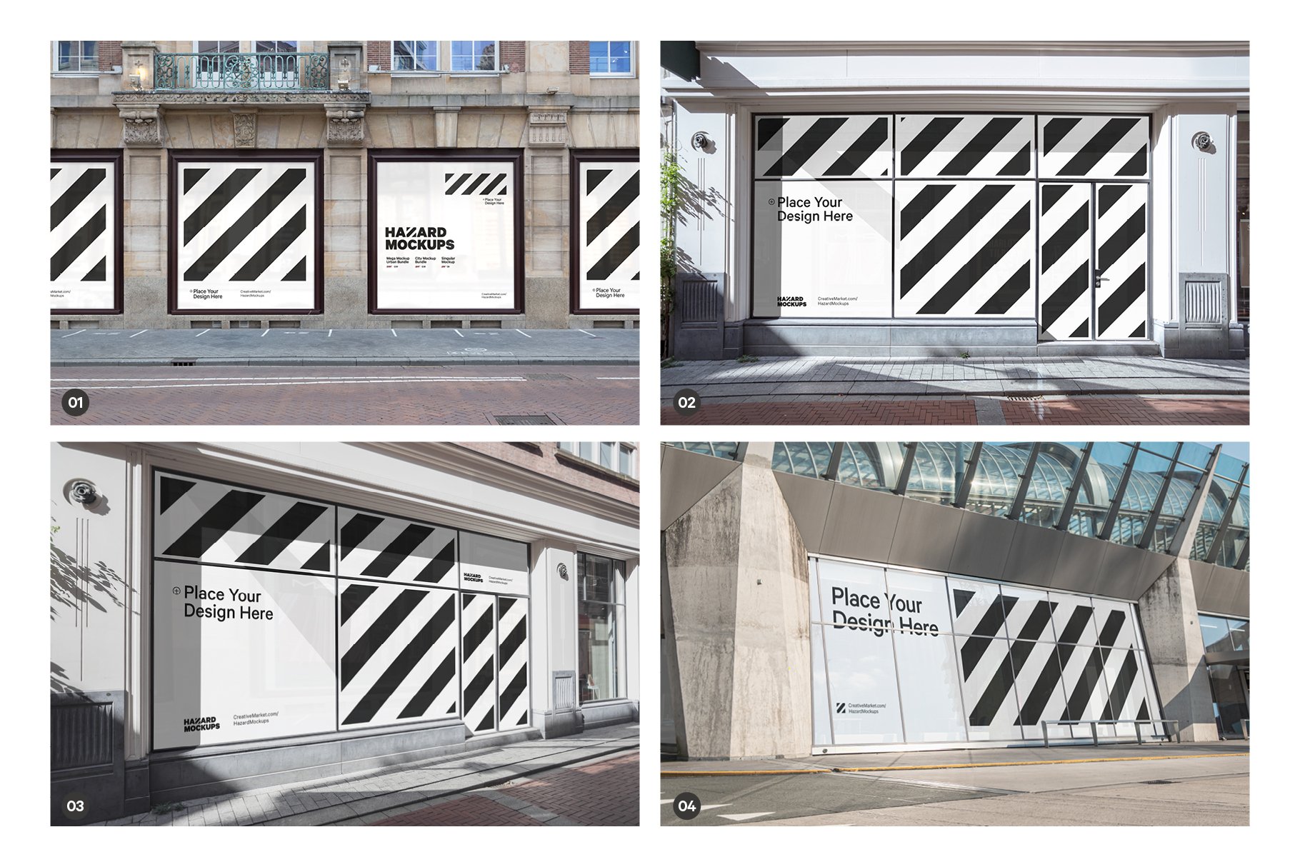 时尚街头店铺外里面橱窗玻璃贴纸广告海报设计展示样机 Shop Facade Mockup Bundle_img_2