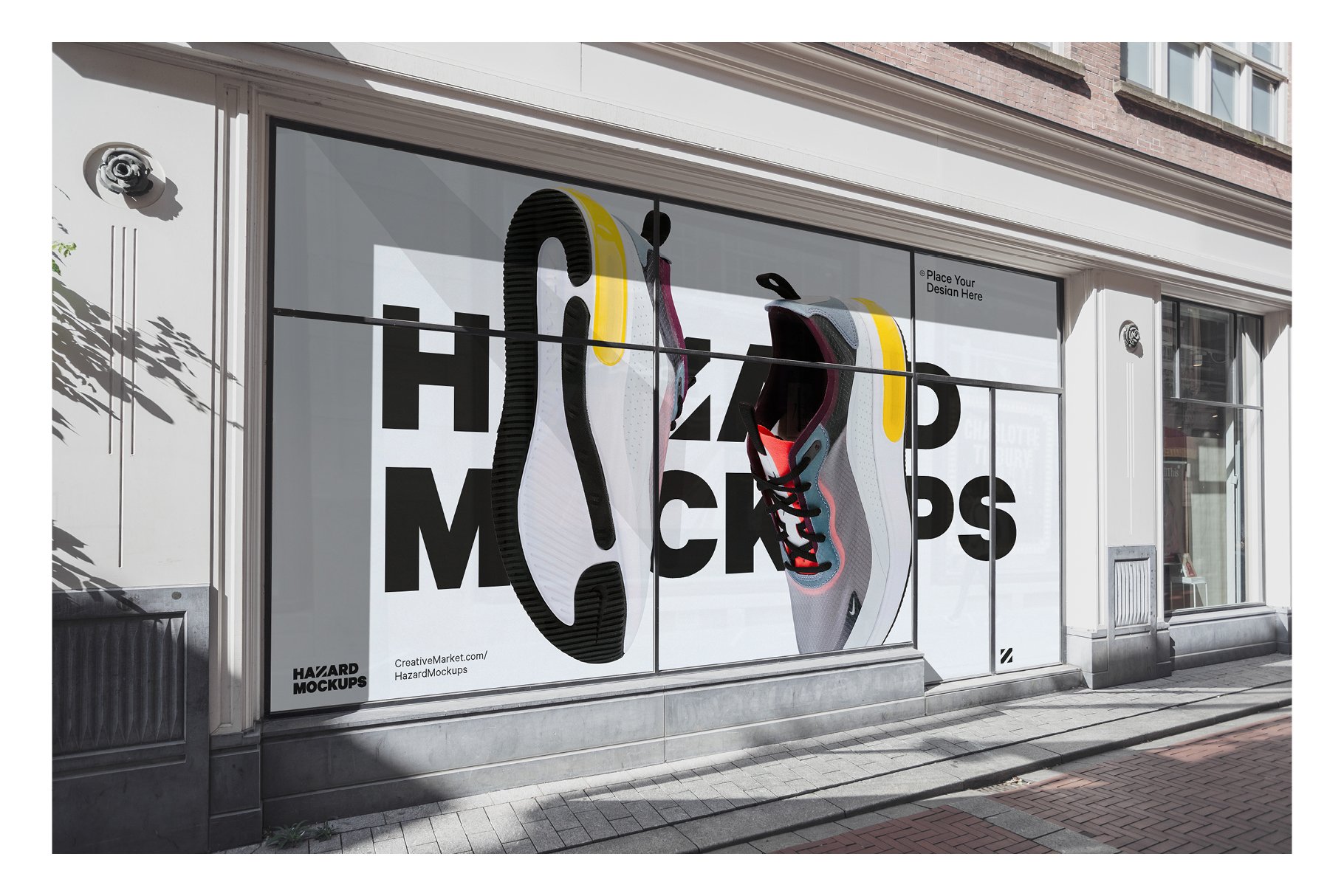 时尚街头店铺外里面橱窗玻璃贴纸广告海报设计展示样机 Shop Facade Mockup Bundle_img_2